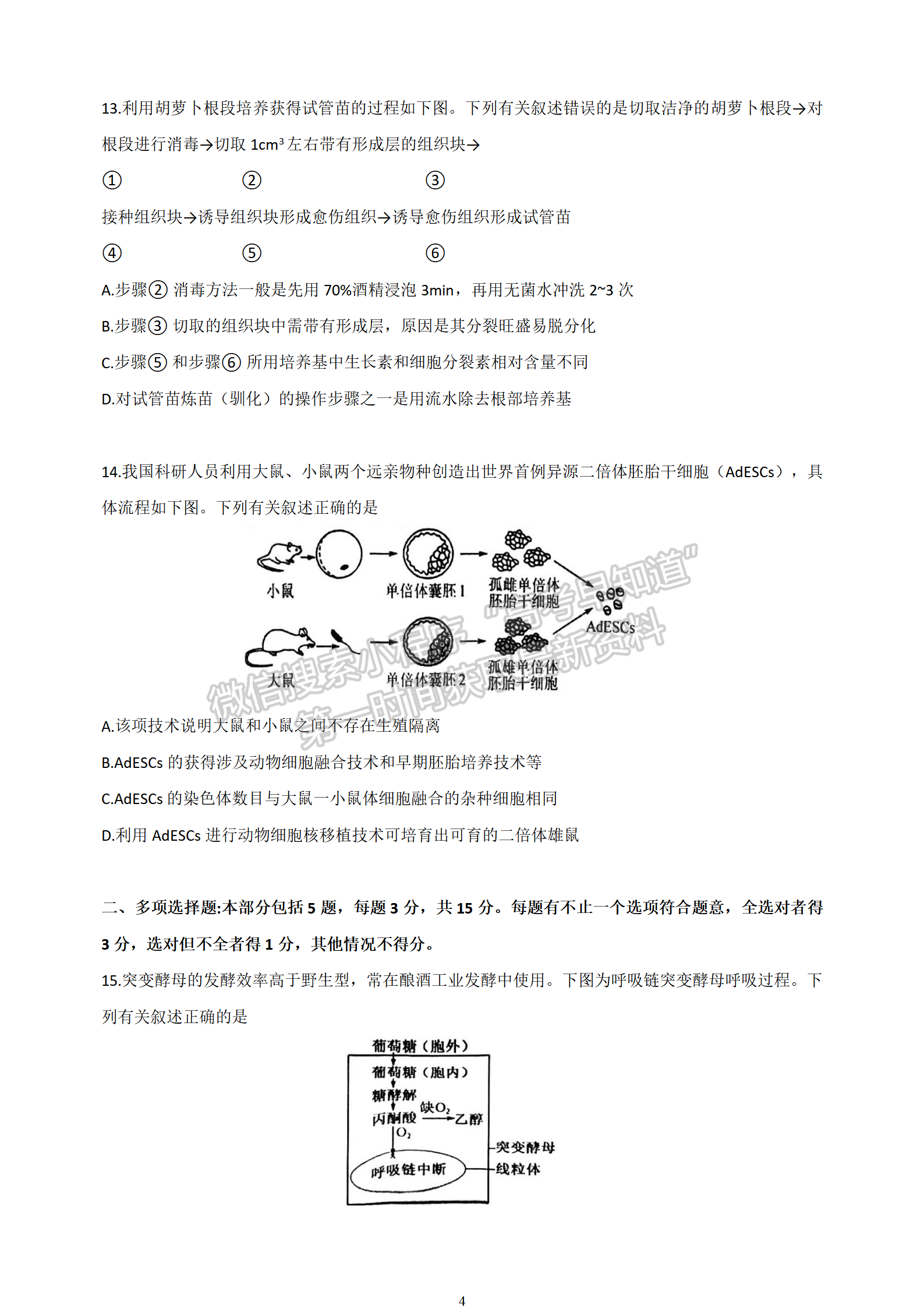 2023屆江蘇省鹽城三模生物試題及答案