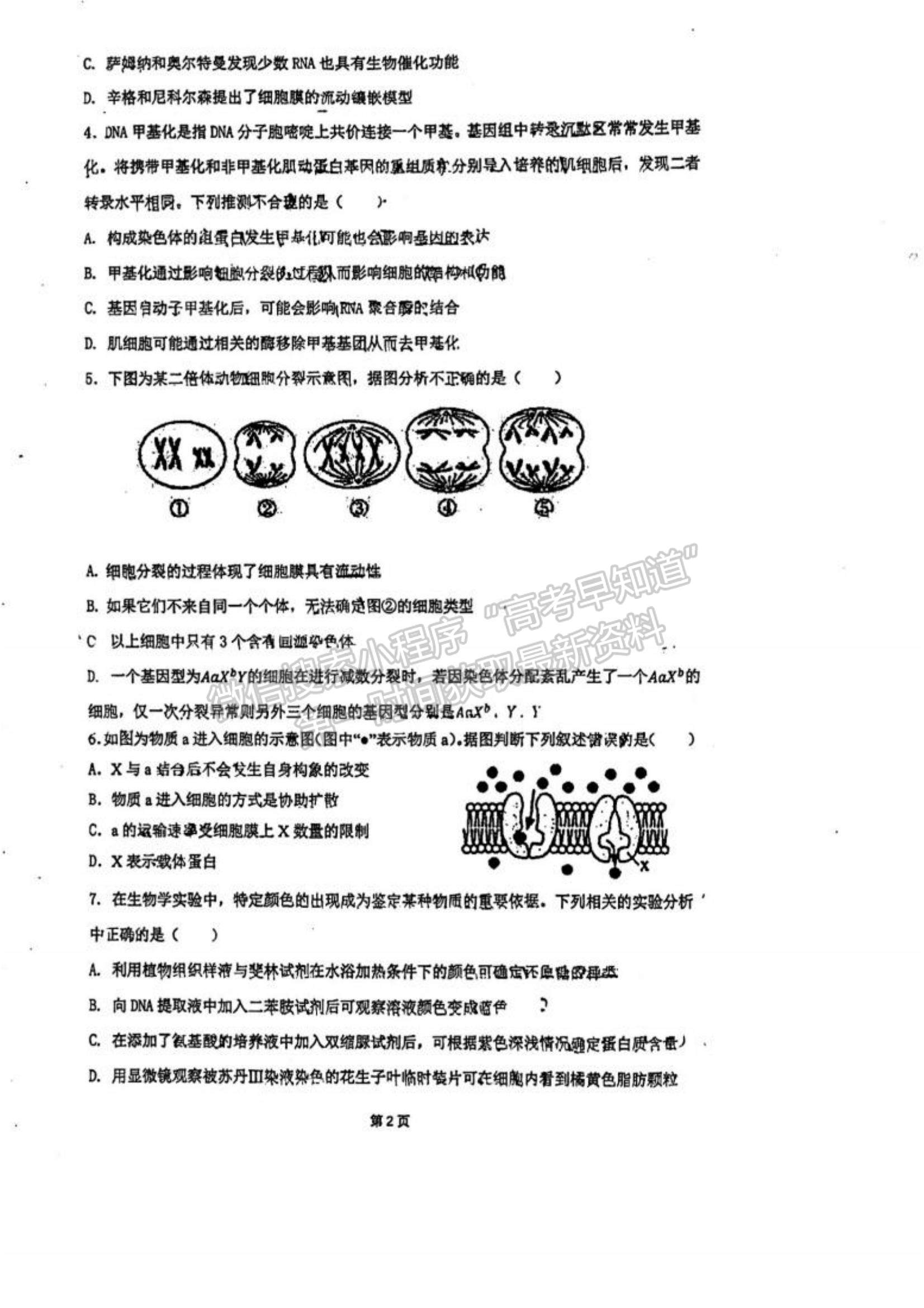 2023廣東省六校高三第一次聯(lián)考生物試題及參考答案