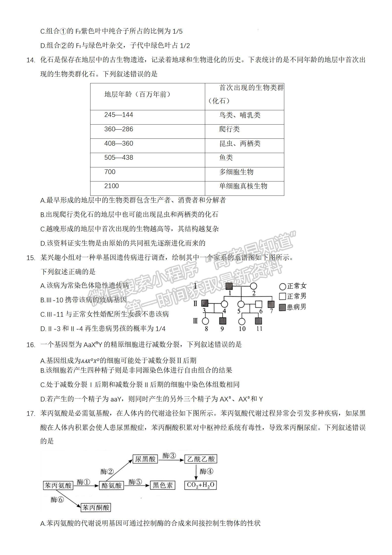 2023年河南省高一6月“雙新”大聯(lián)考生物試題及答案