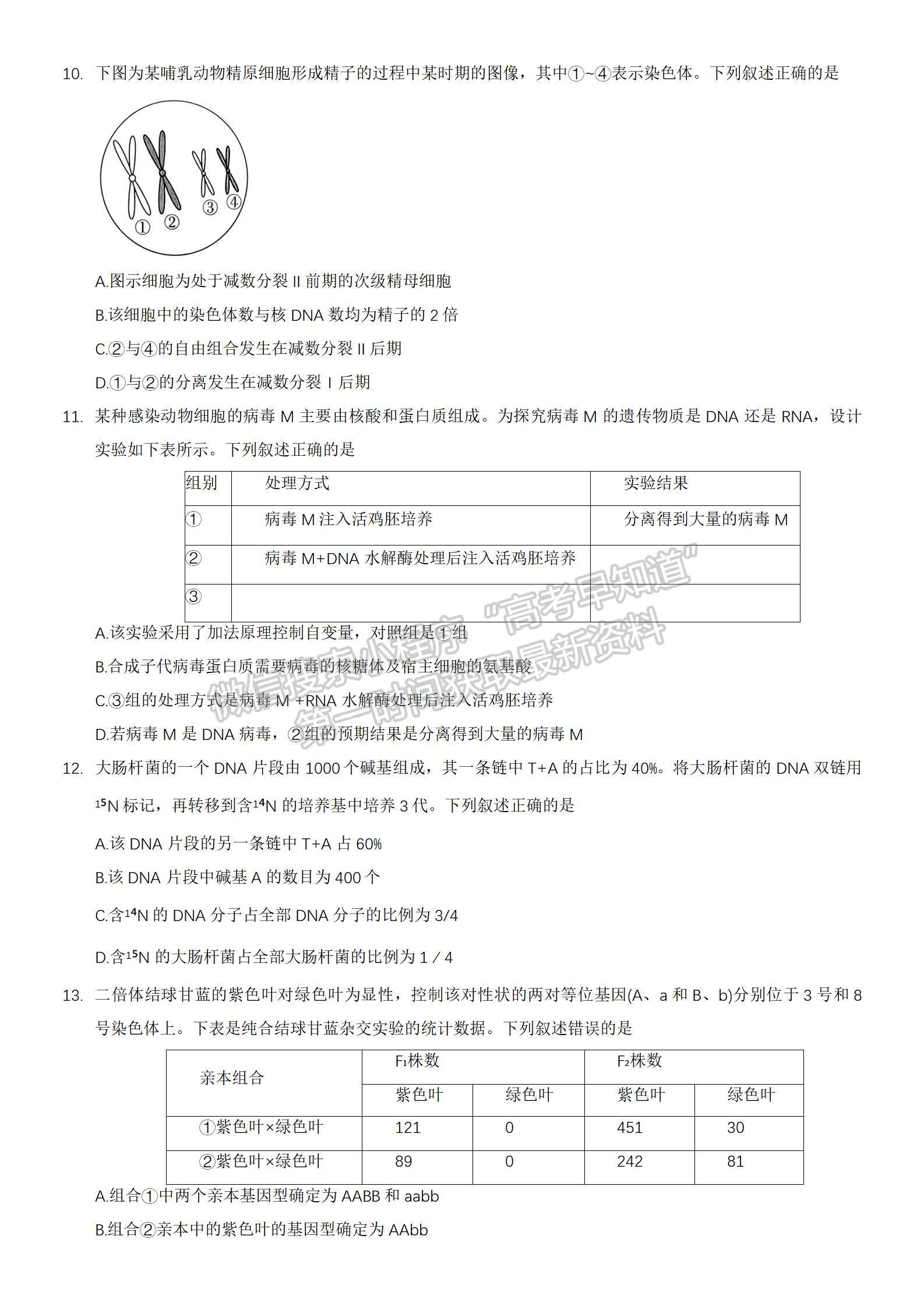 2023年河南省高一6月“雙新”大聯(lián)考生物試題及答案