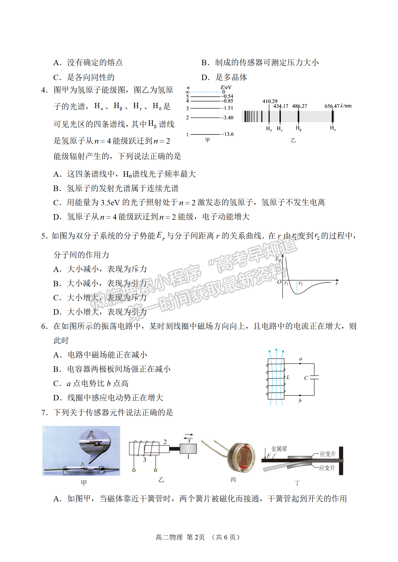 2023江蘇省蘇州市高二下學(xué)期期末學(xué)業(yè)質(zhì)量陽光指標(biāo)調(diào)研物理試題及答案