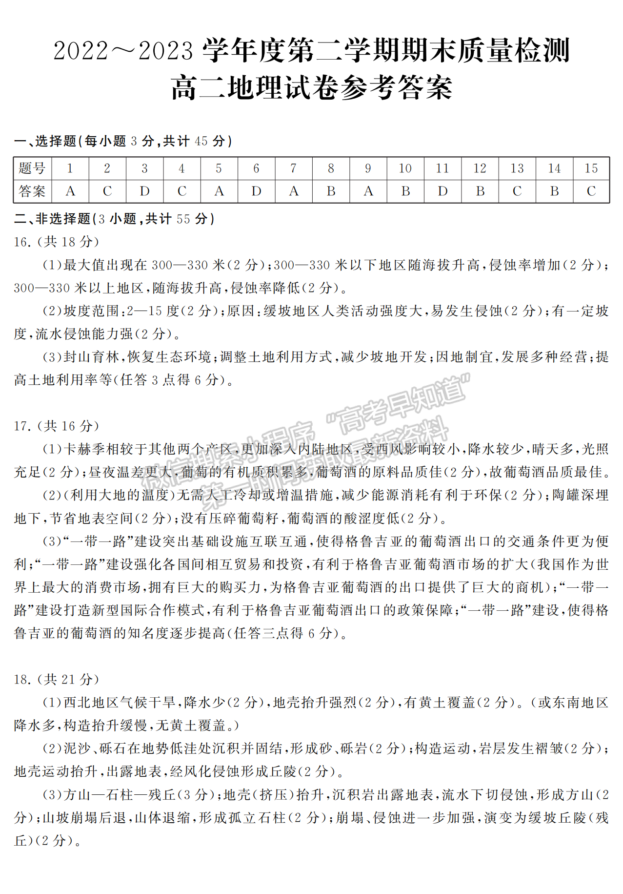 2022-2023湖北省武漢市部分重點(diǎn)中學(xué)高二下學(xué)期期末聯(lián)考地理試卷及答案