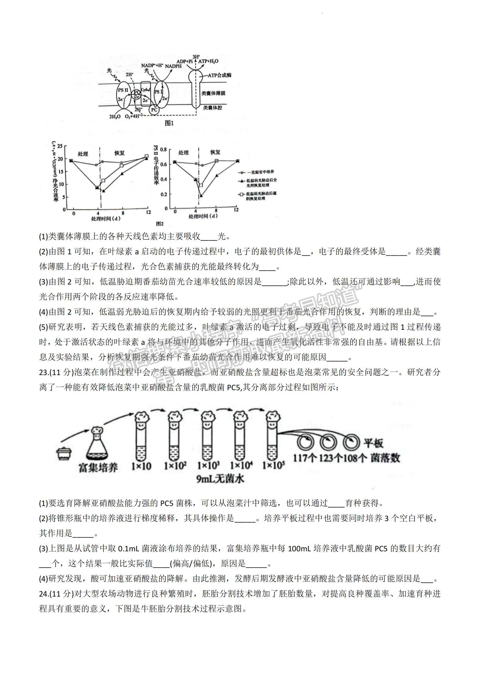 2023山東省濱州市高二下學(xué)期期末考試生物試題及參考答案