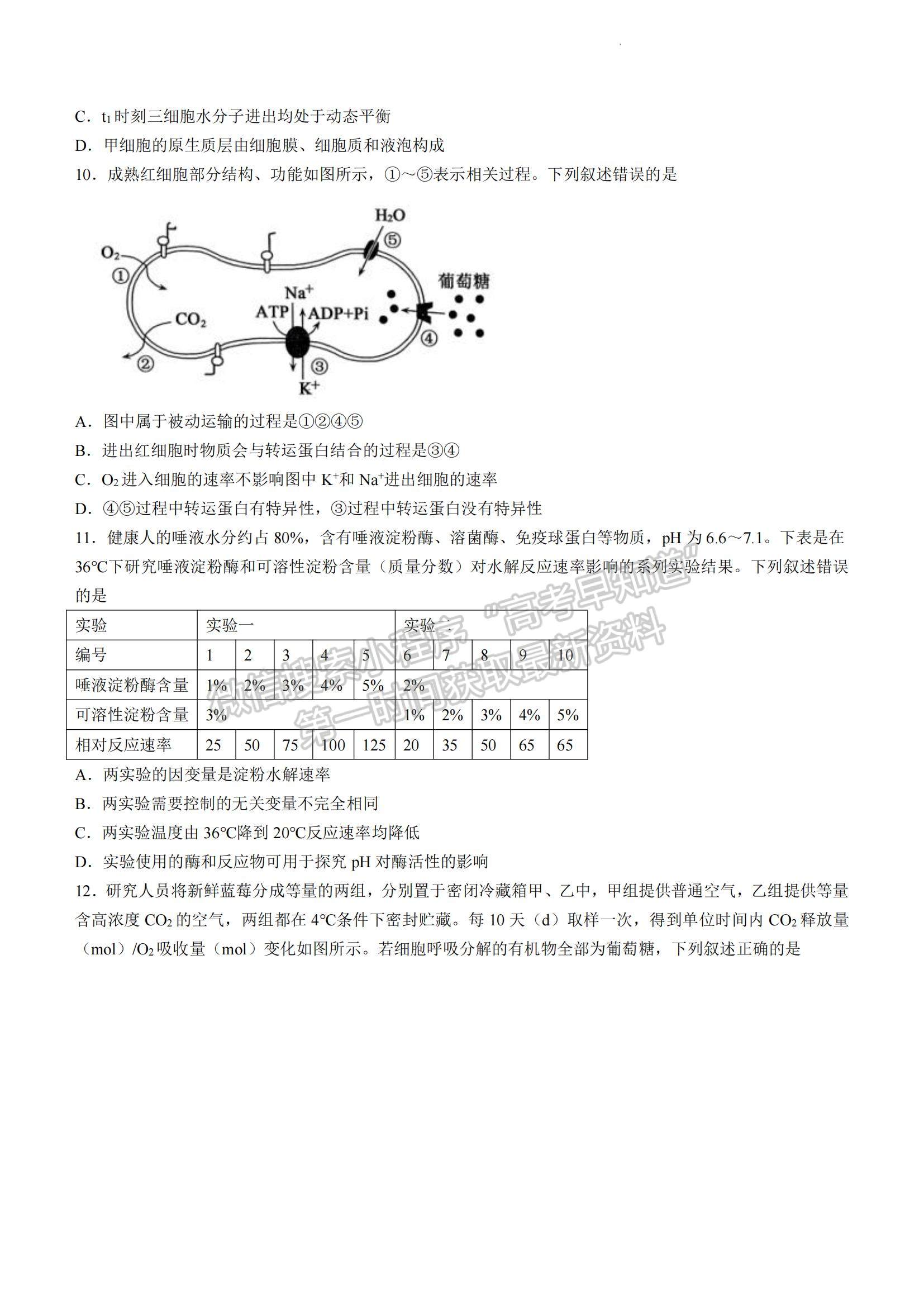 2023山東省濟寧市高一下學期期末考試生物試題及參考答案