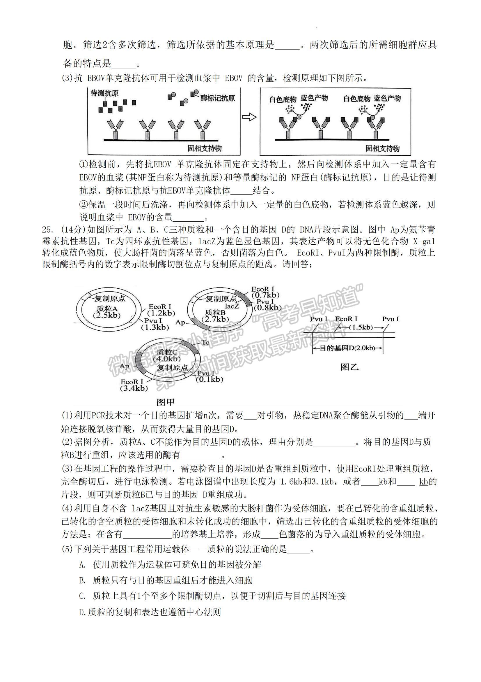 2023山東省菏澤市高二下學期期末考試生物試題及參考答案