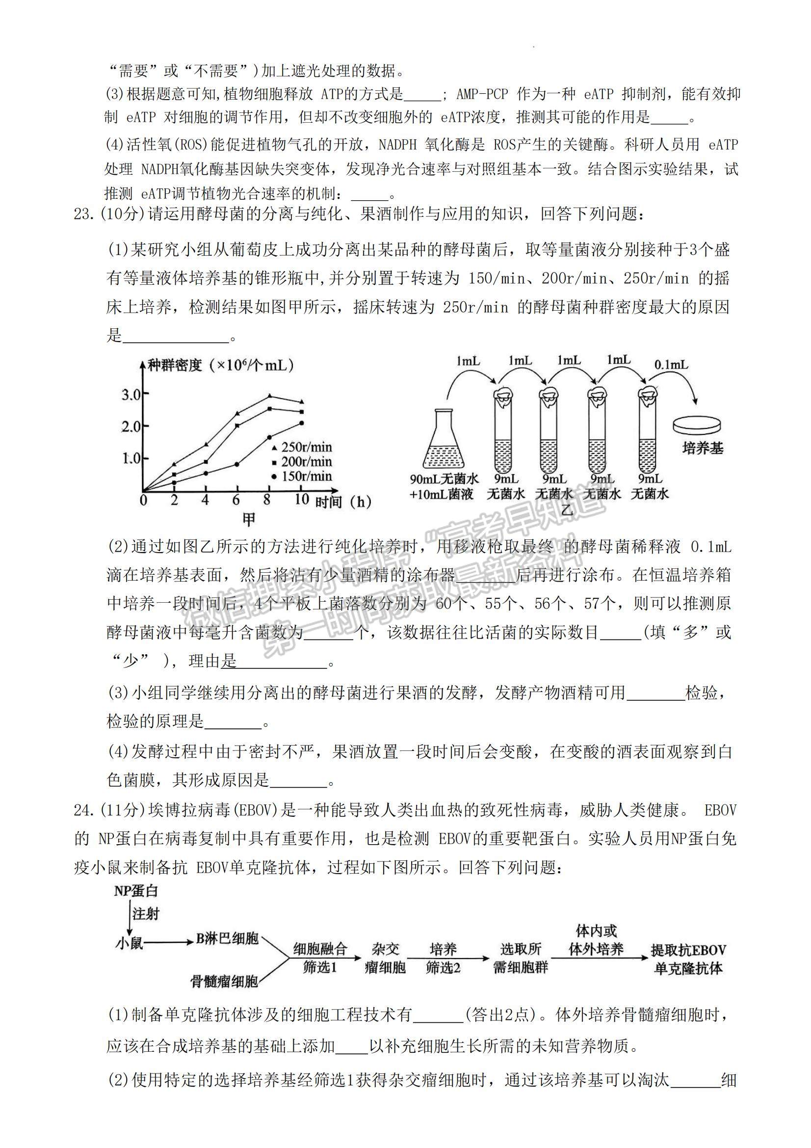 2023山東省菏澤市高二下學期期末考試生物試題及參考答案