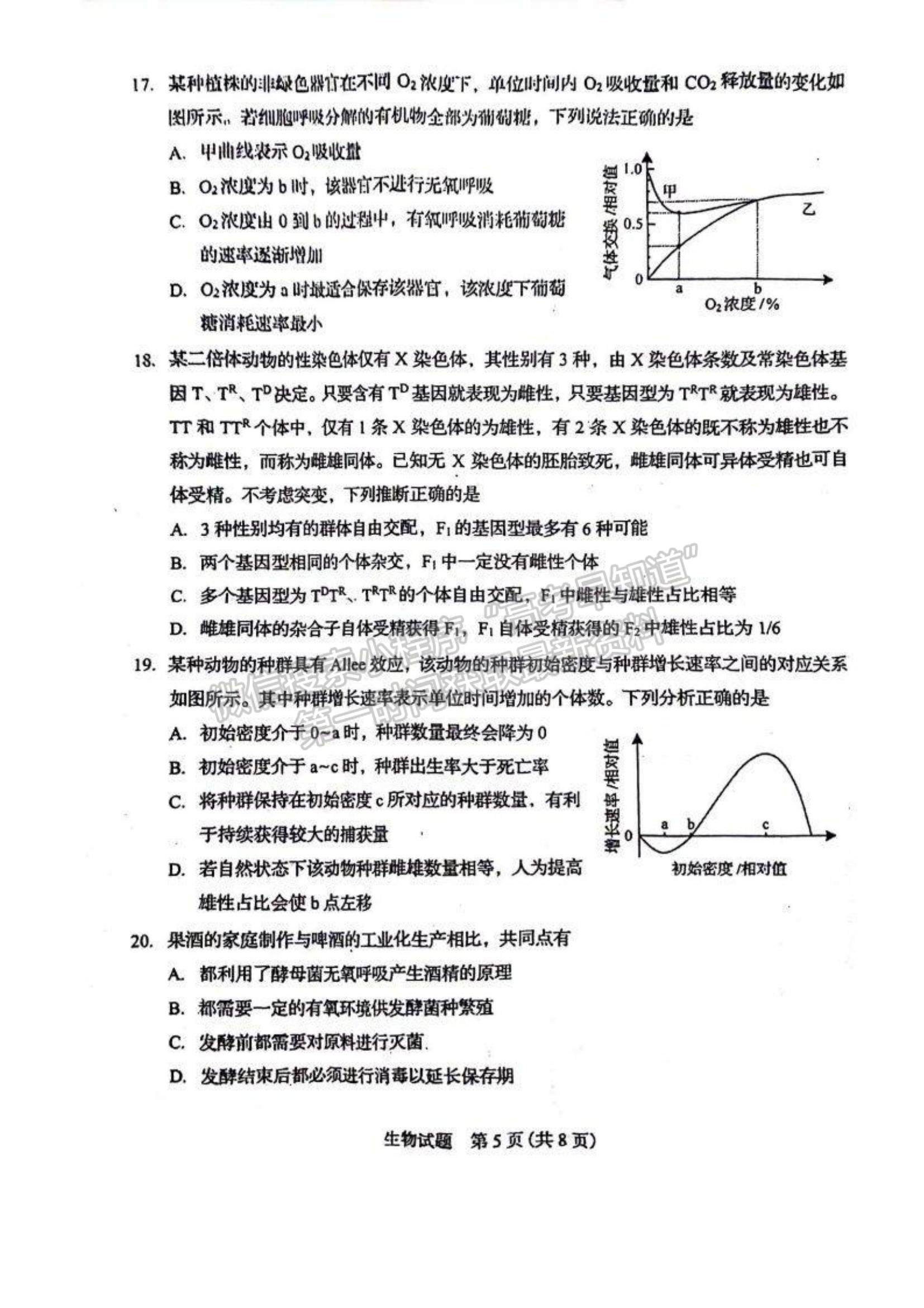 2023年山東省普通高中學(xué)業(yè)水平等級(jí)考試生物試題及參考答案