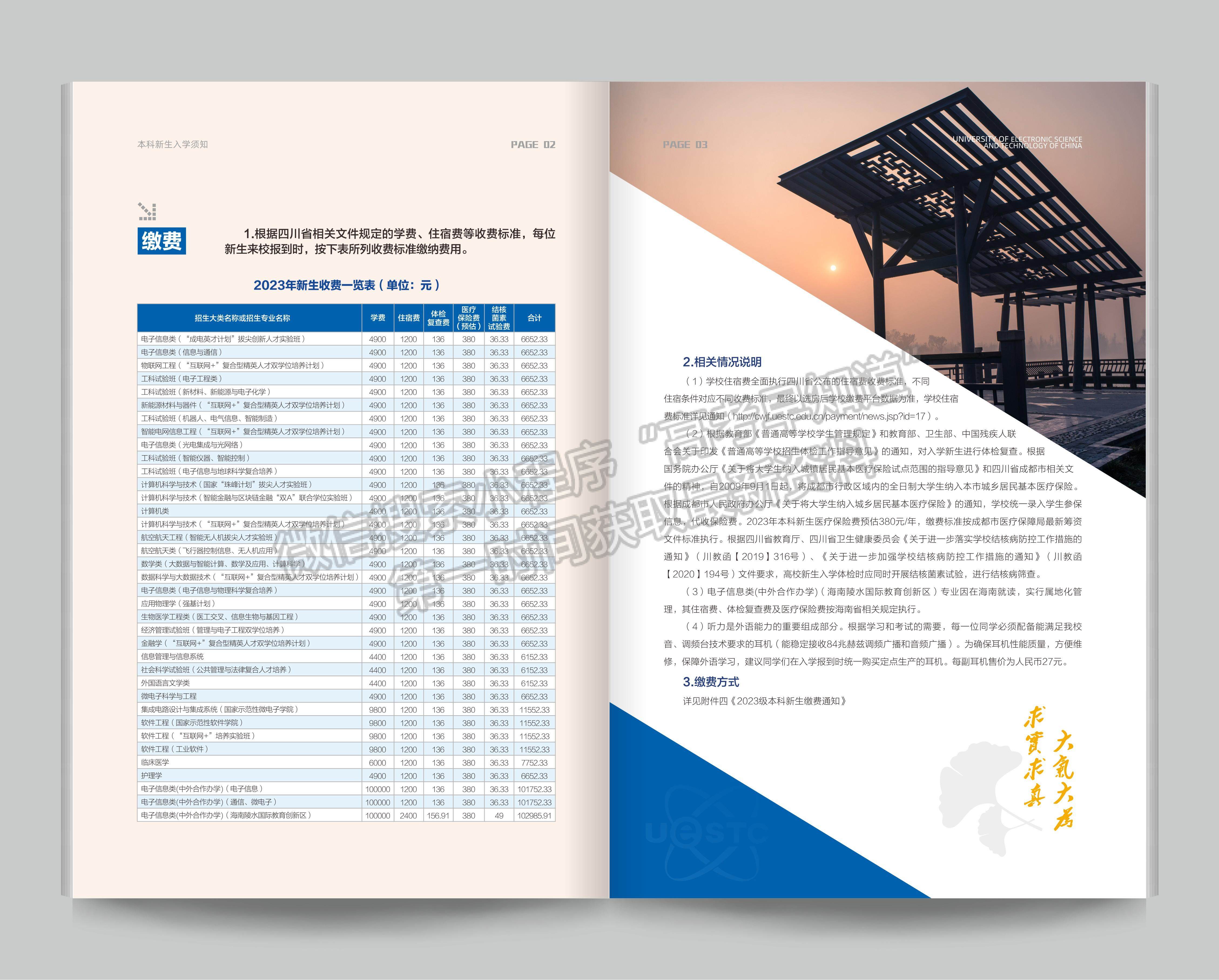 電子科技大學2023年本科新生入學須知