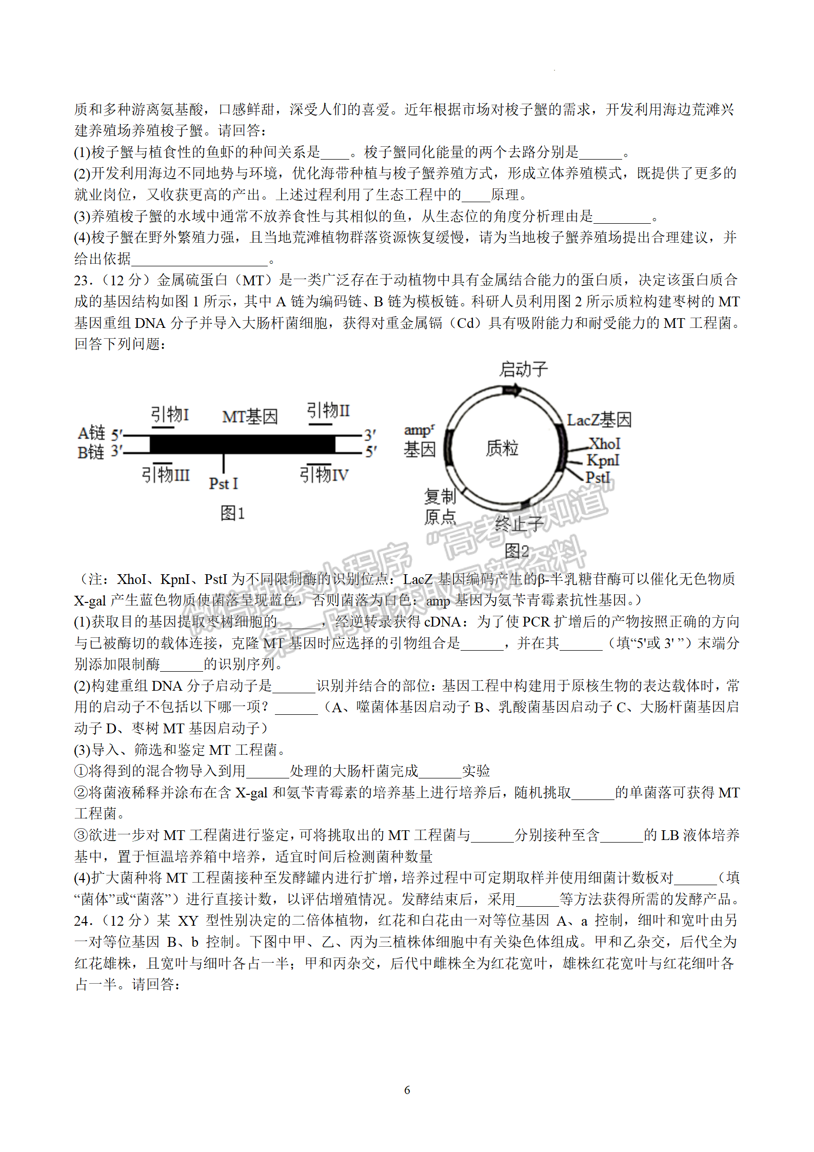 2024屆江蘇省南京零模高三考前押題生物試題及答案