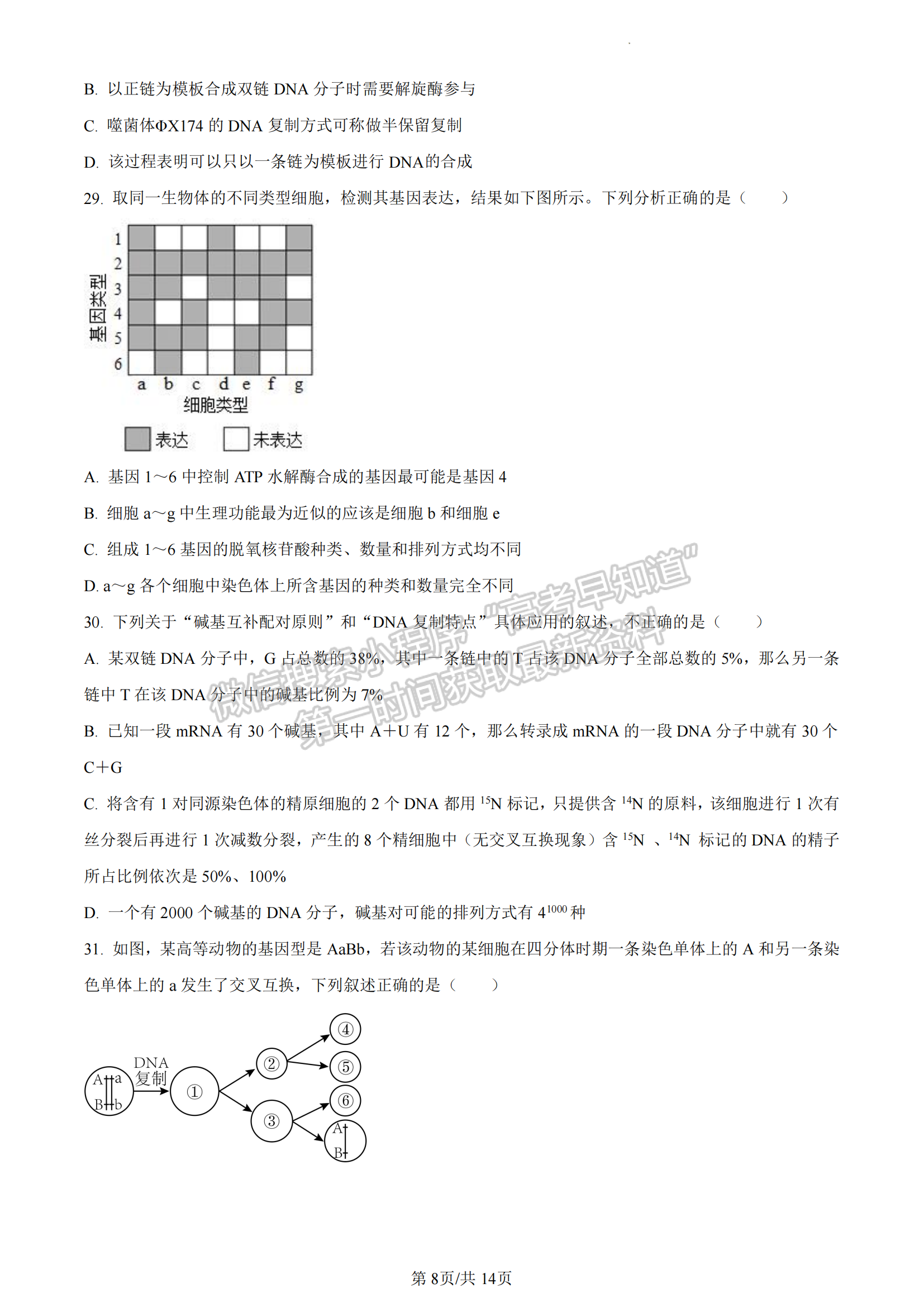 福建省三明市五縣聯(lián)合質檢2022-2023學年高一下學期期中生物試題及答案