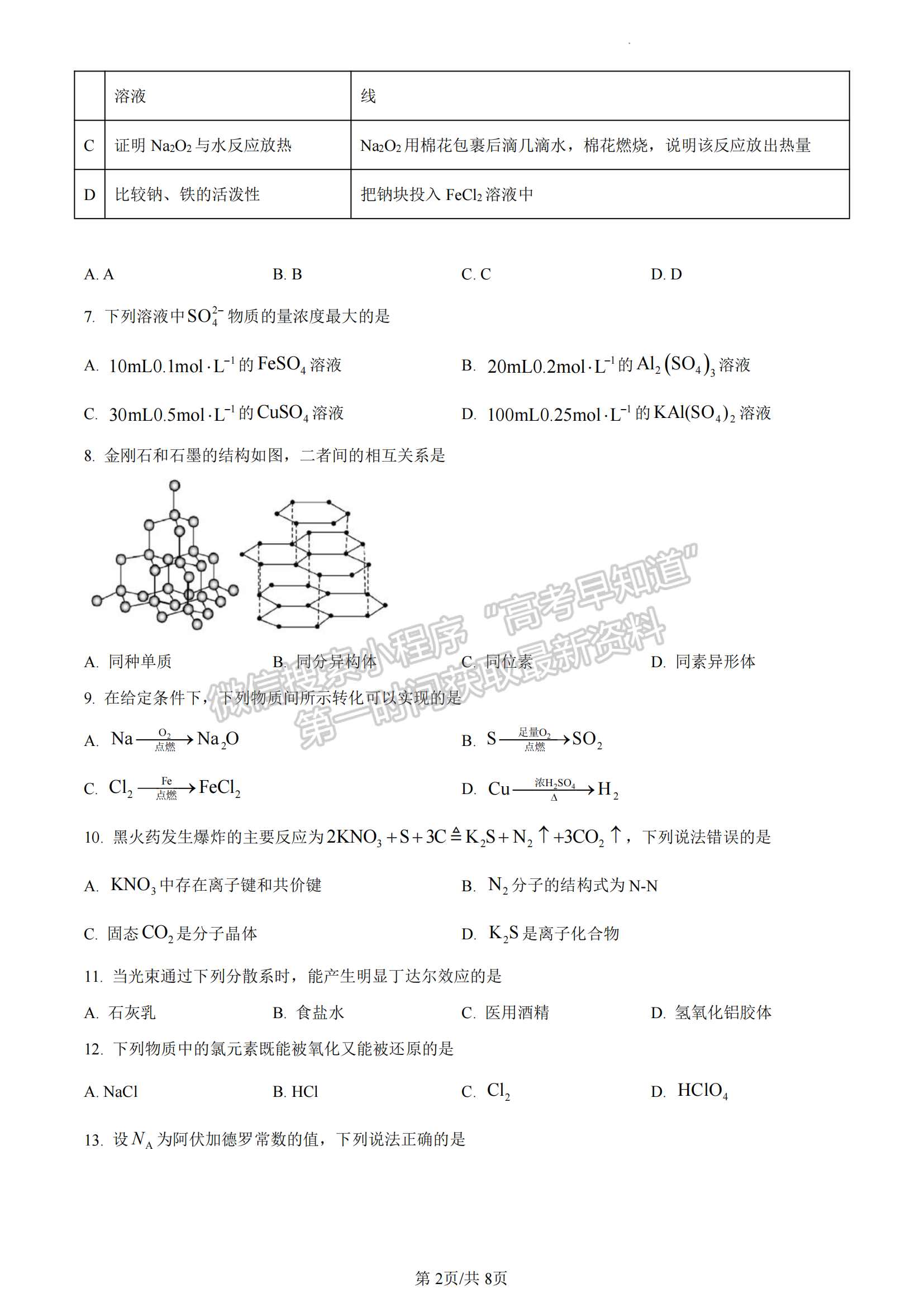 福建省福州市2022-2023學(xué)年高一上學(xué)期期末質(zhì)量抽測化學(xué)試題及答案