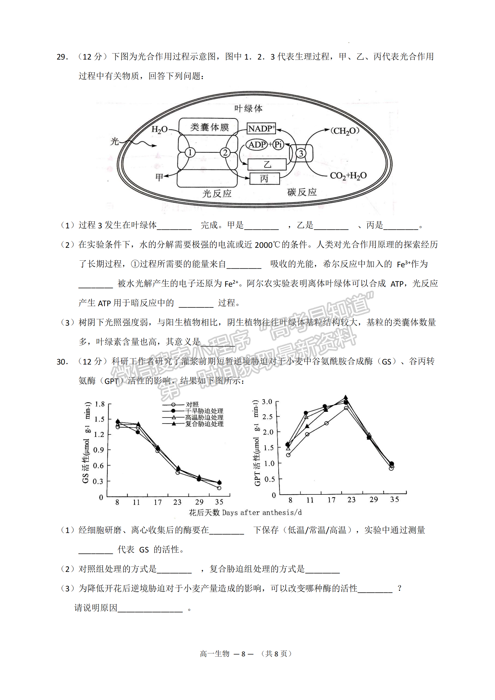 2022—2023學(xué)年第一學(xué)期福州市高一期末質(zhì)量抽測生物試題及答案