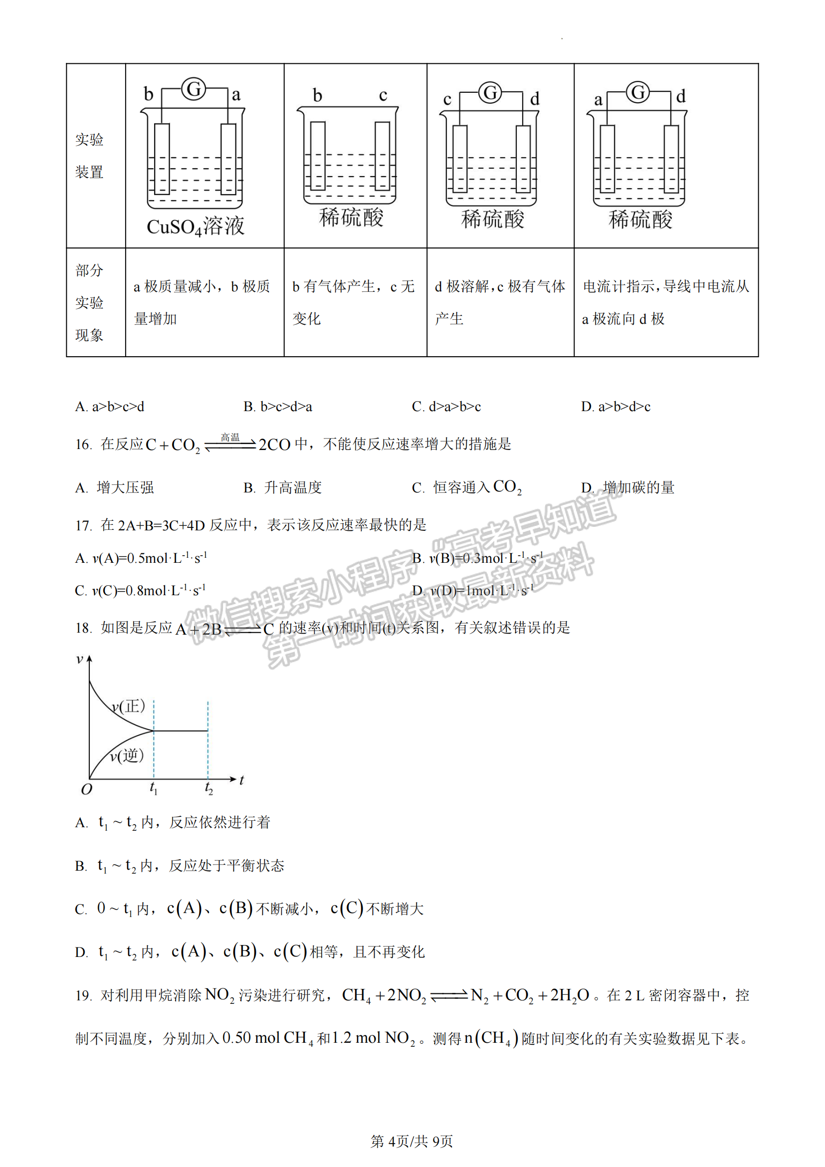 福建省福州格致中学2022-2023学年高一下学期期中考试化学试题及答案