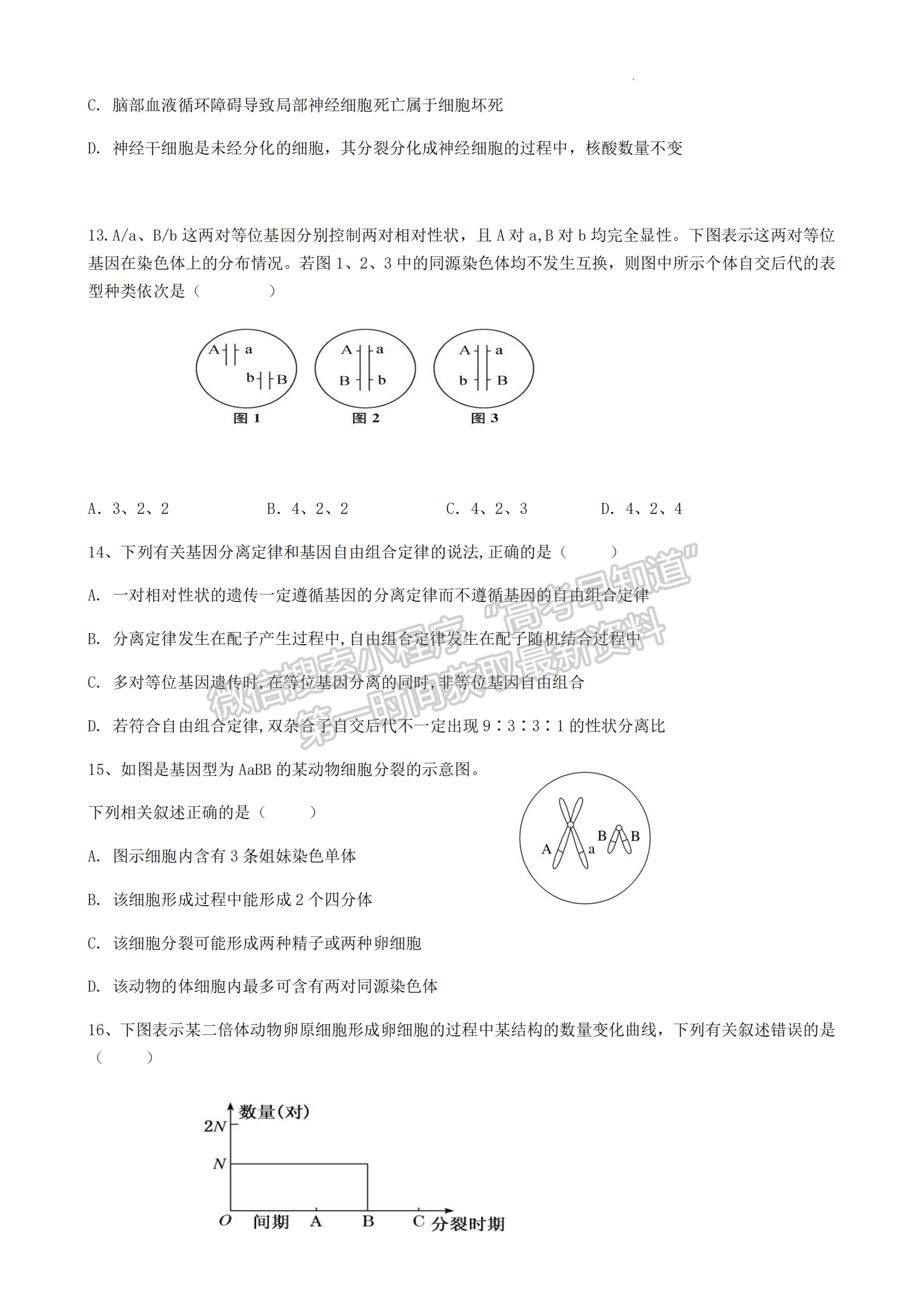 福建省泉州市三校2022-2023學(xué)年高一下學(xué)期4月期中聯(lián)考生物試題及答案