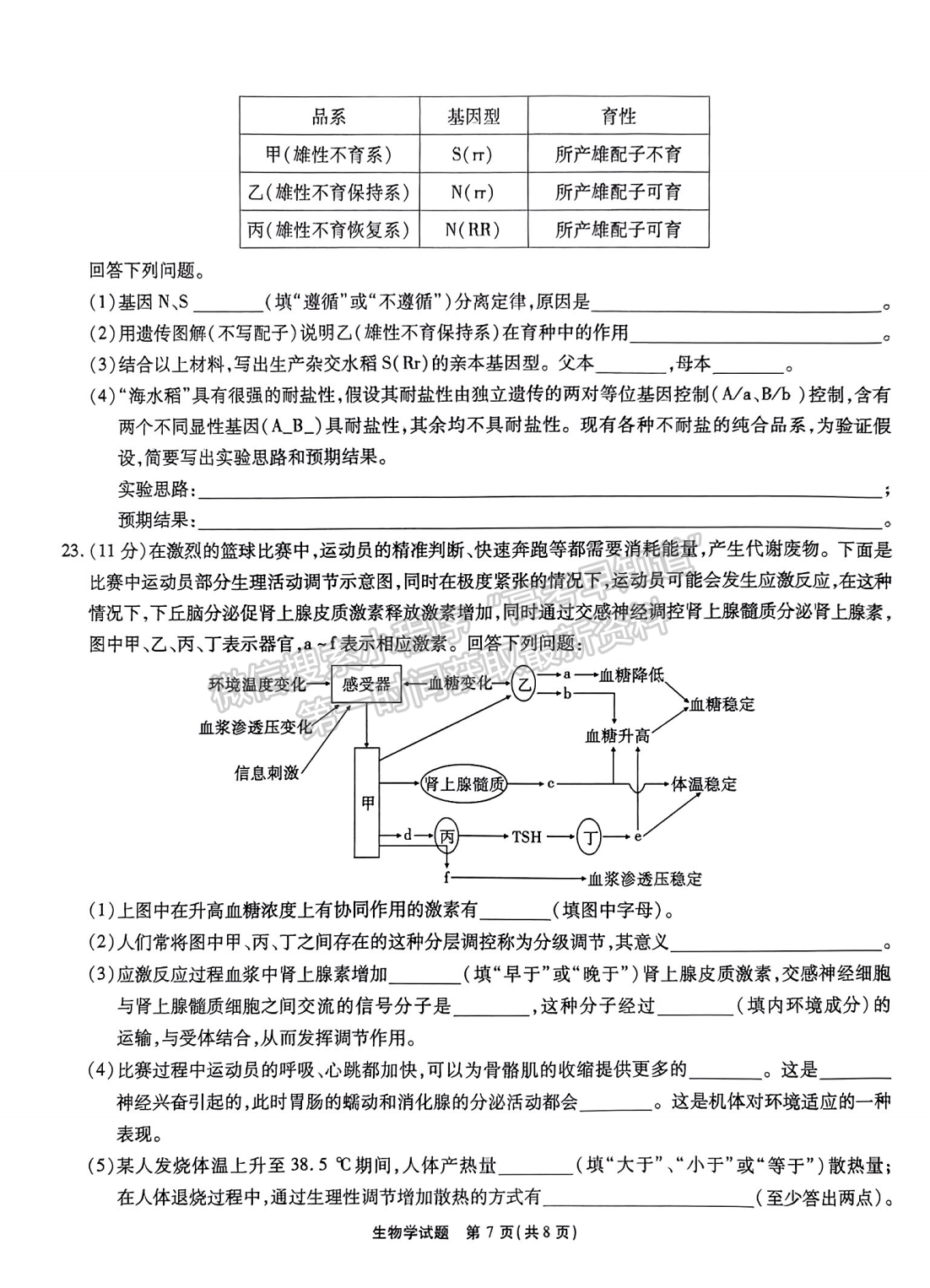 2024安徽江淮十校高三第一次聯(lián)考生物試卷及參考答案