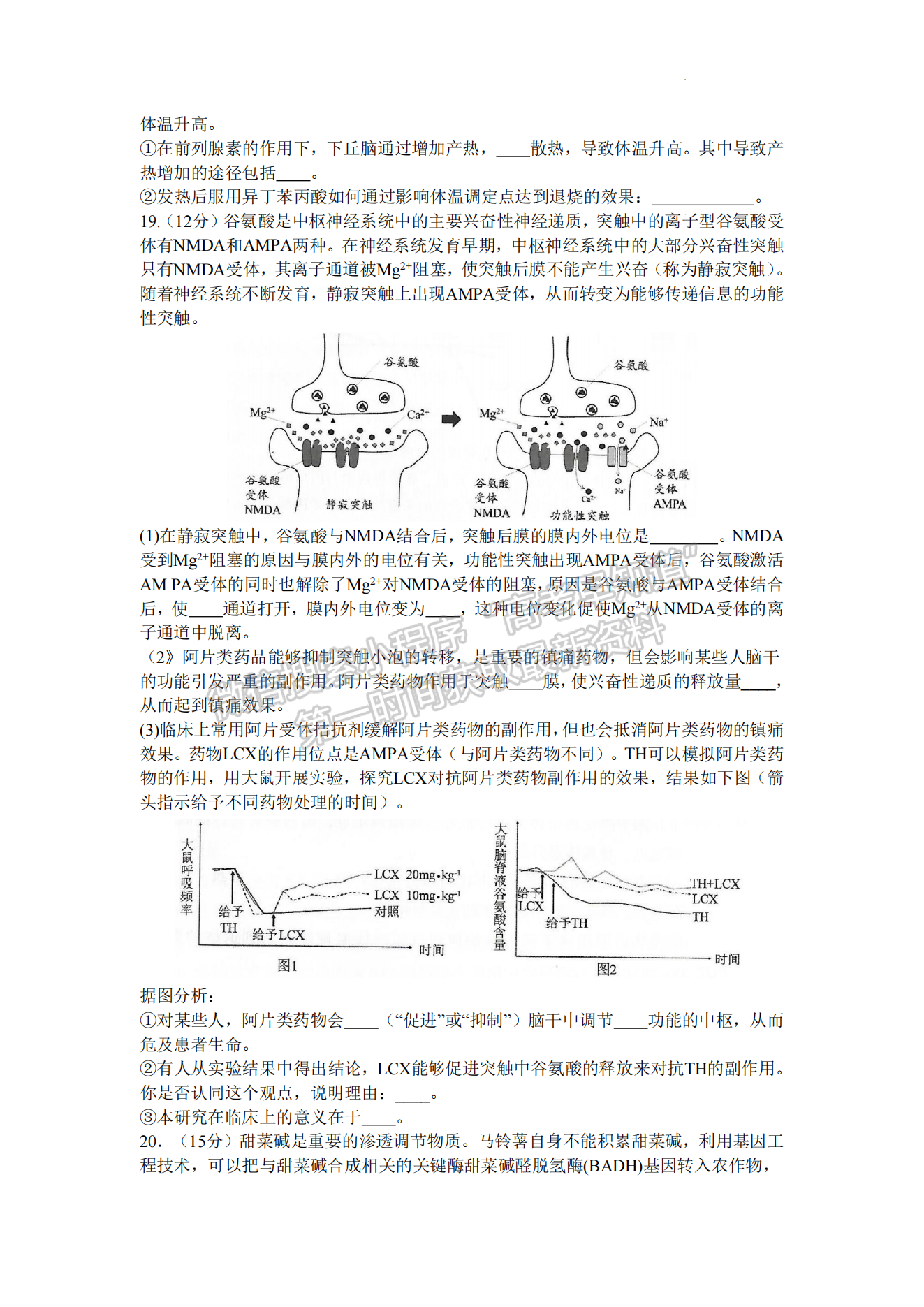 2024福州一檢生物試卷及參考答案