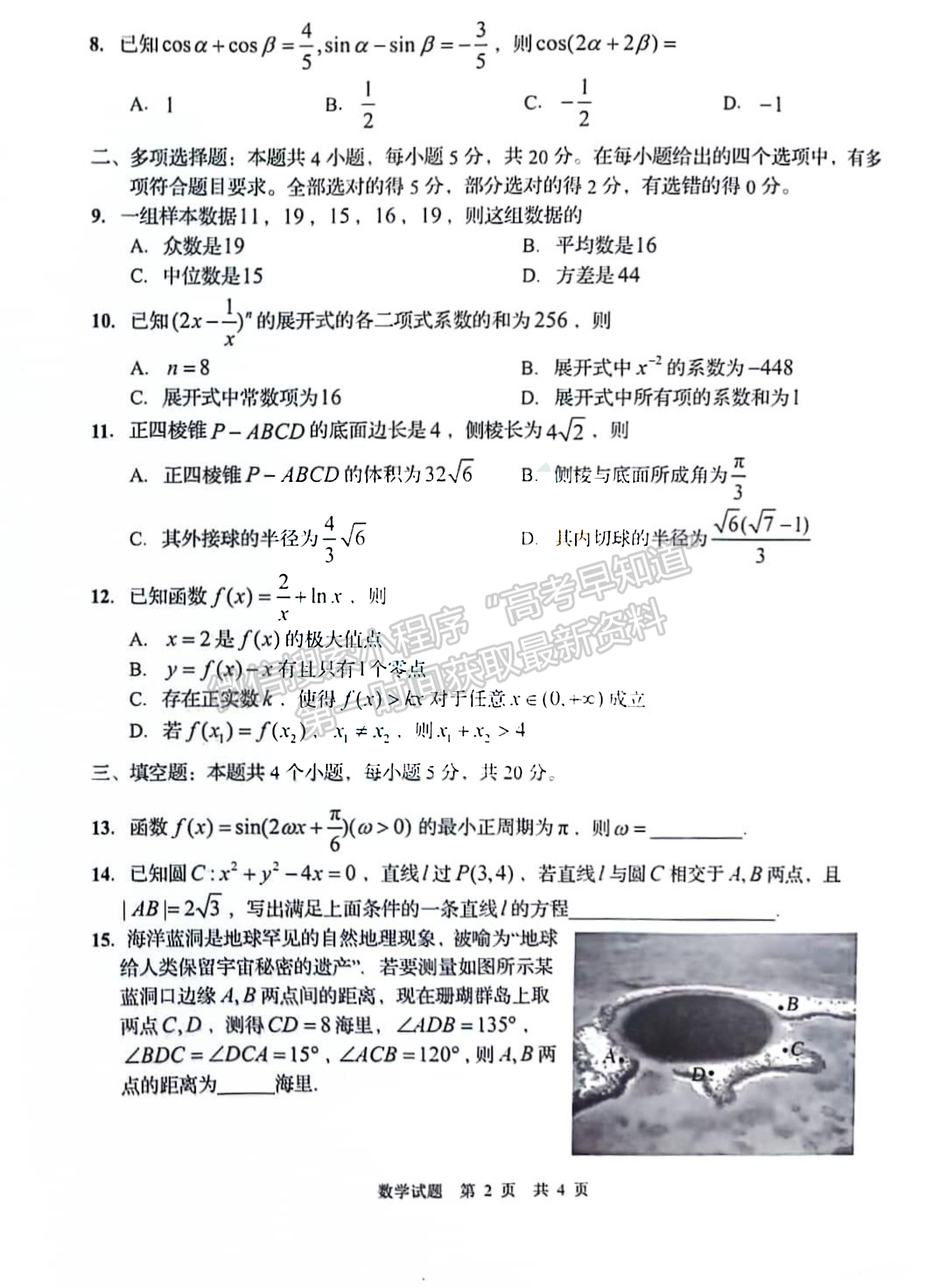 2024屆山東省青島市高三年級(jí)期初檢測(cè)數(shù)學(xué)試題及參考答案