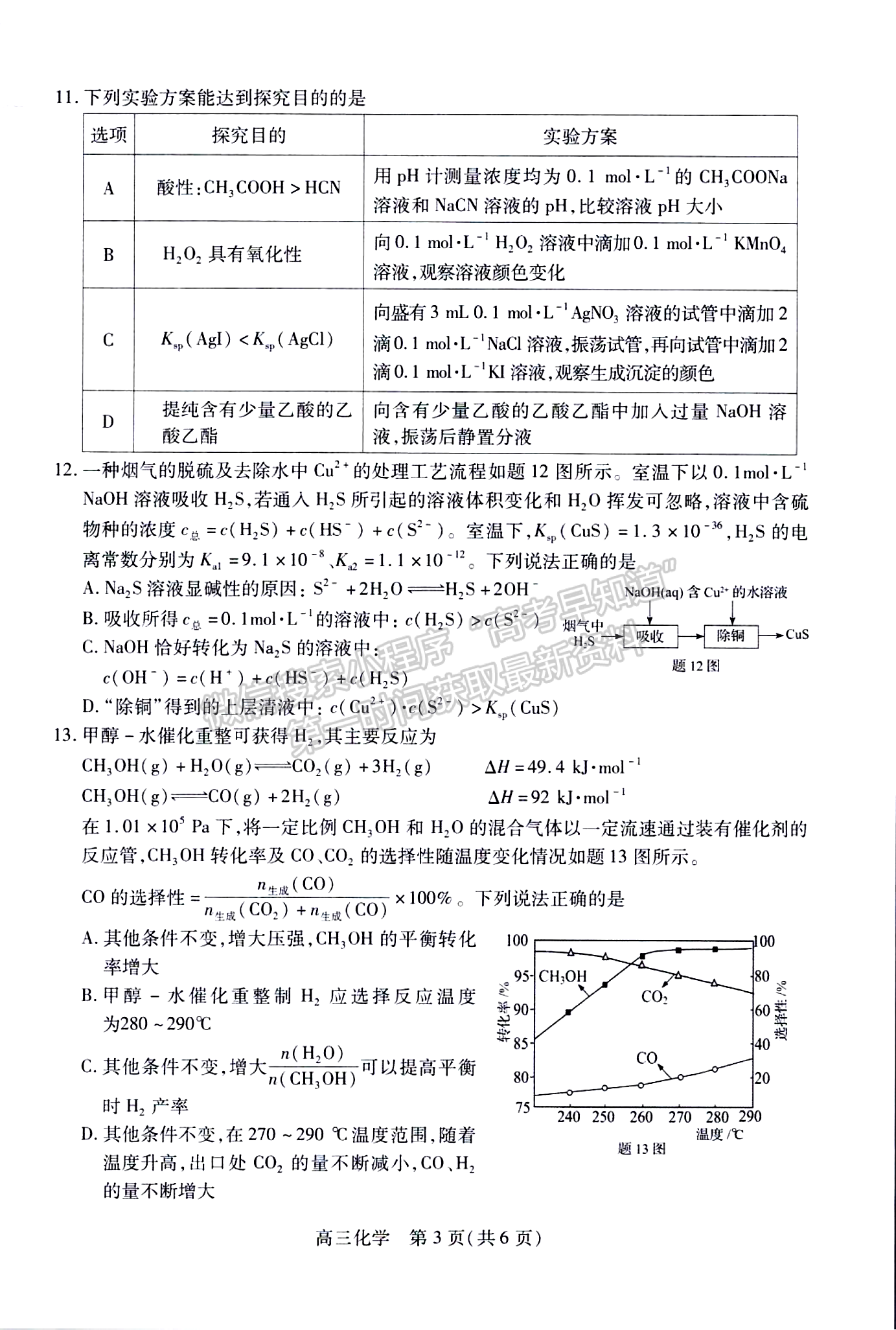 2024屆江蘇省蘇州市高三上學期期初調研化學試題及答案