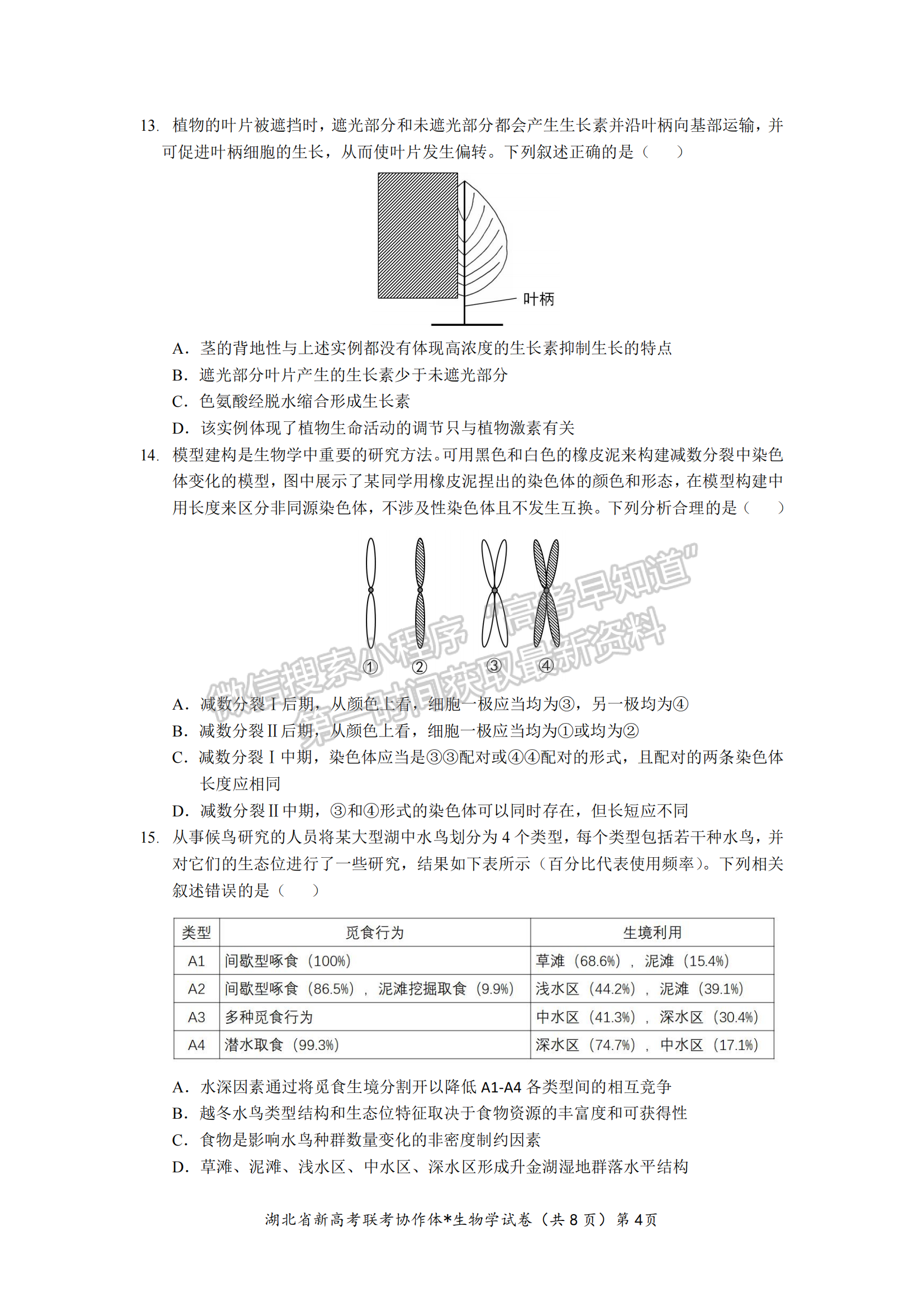 湖北省孝感市高三新高考協(xié)作體9月起點(diǎn)考生物試卷及參考答案