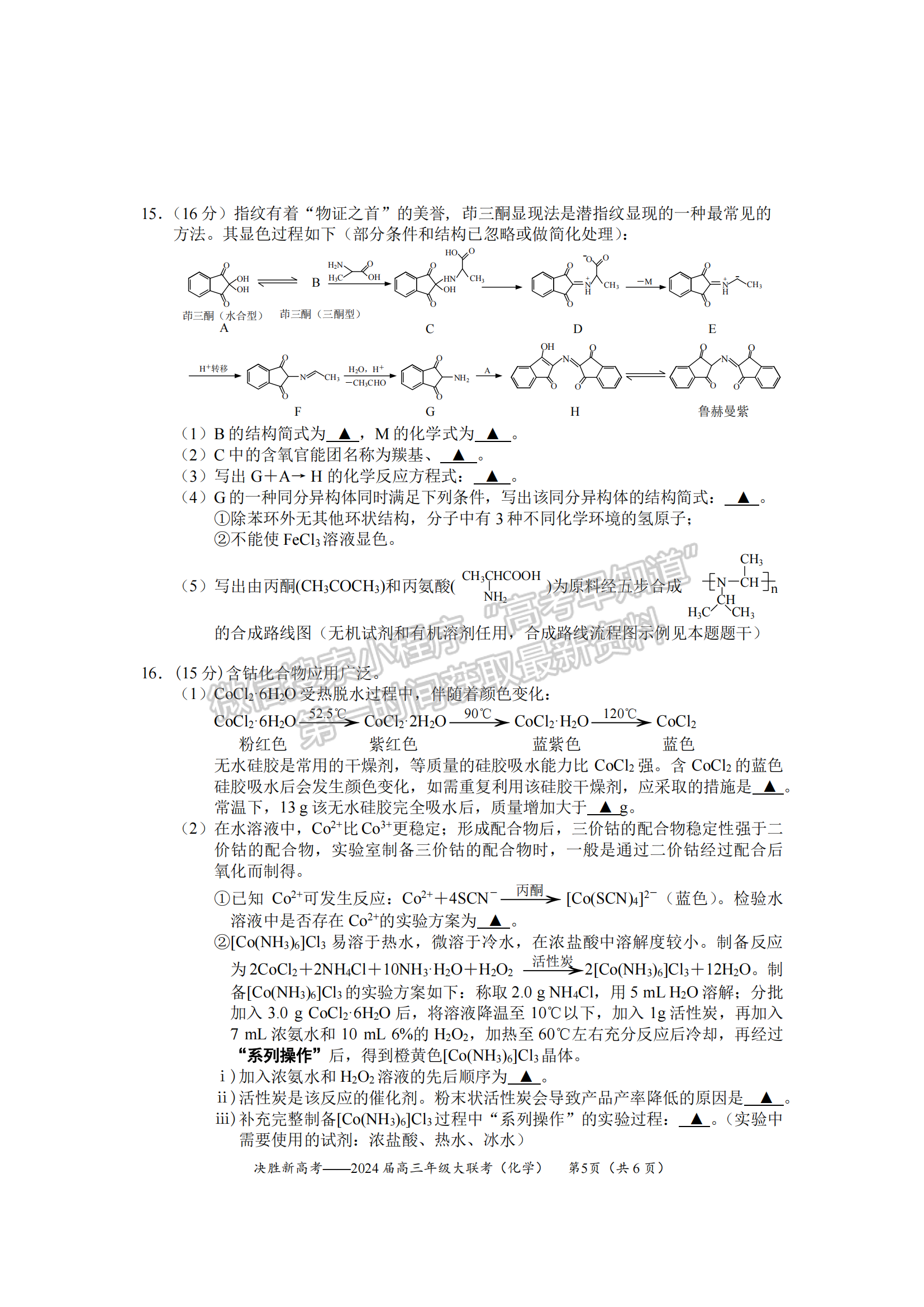 2024屆江蘇高三決勝新高考10月大聯(lián)考化學(xué)試題及答案