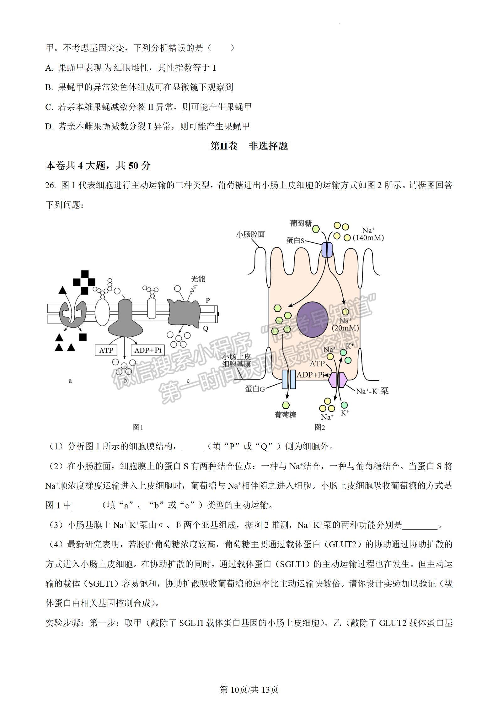 河南省信陽市2023-2024學(xué)年高三上學(xué)期第一次教學(xué)質(zhì)量檢測(cè)生物試題及參考答案