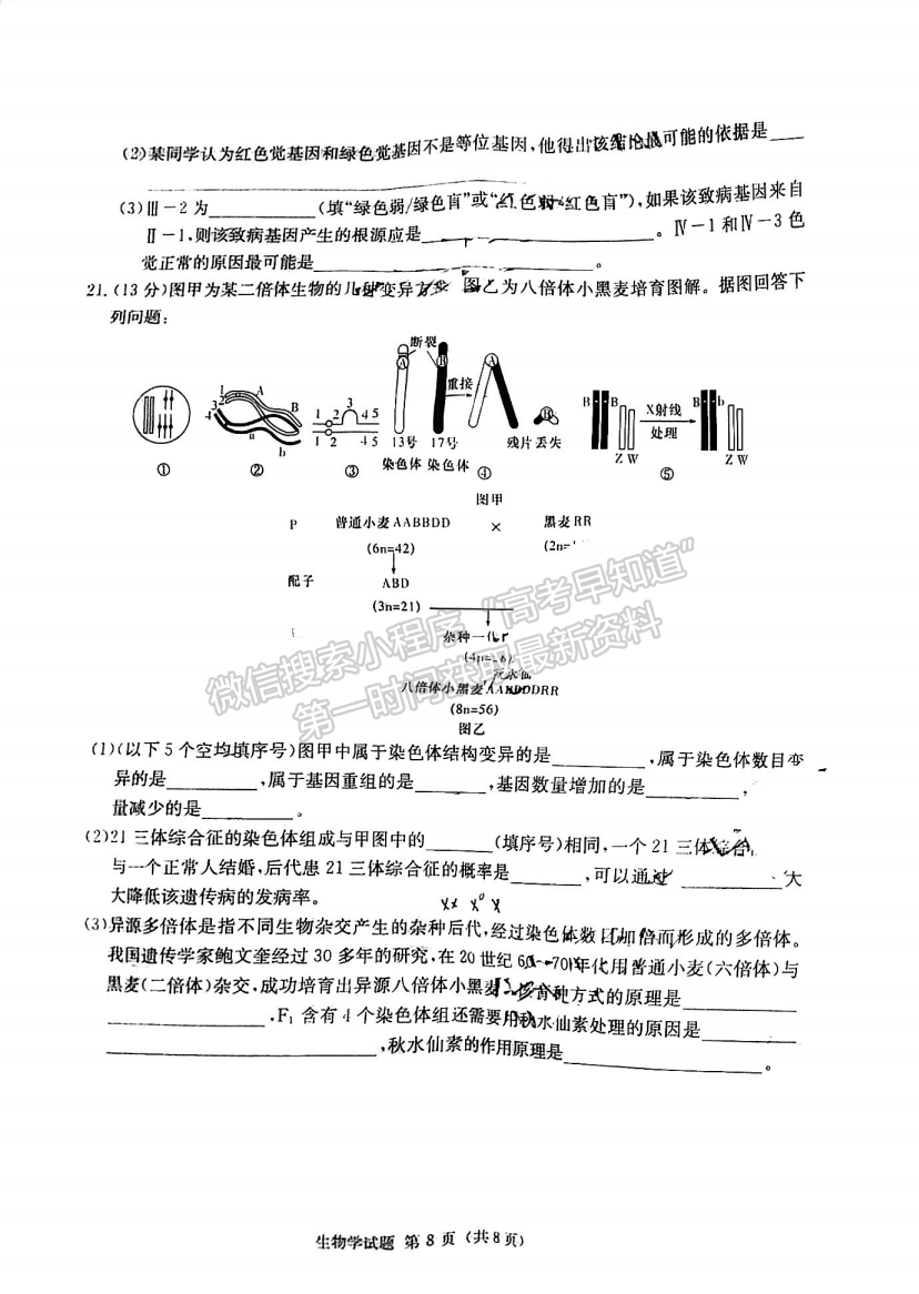 名校聯(lián)考聯(lián)合體2024屆高三第三次聯(lián)考生物試卷及參考答案