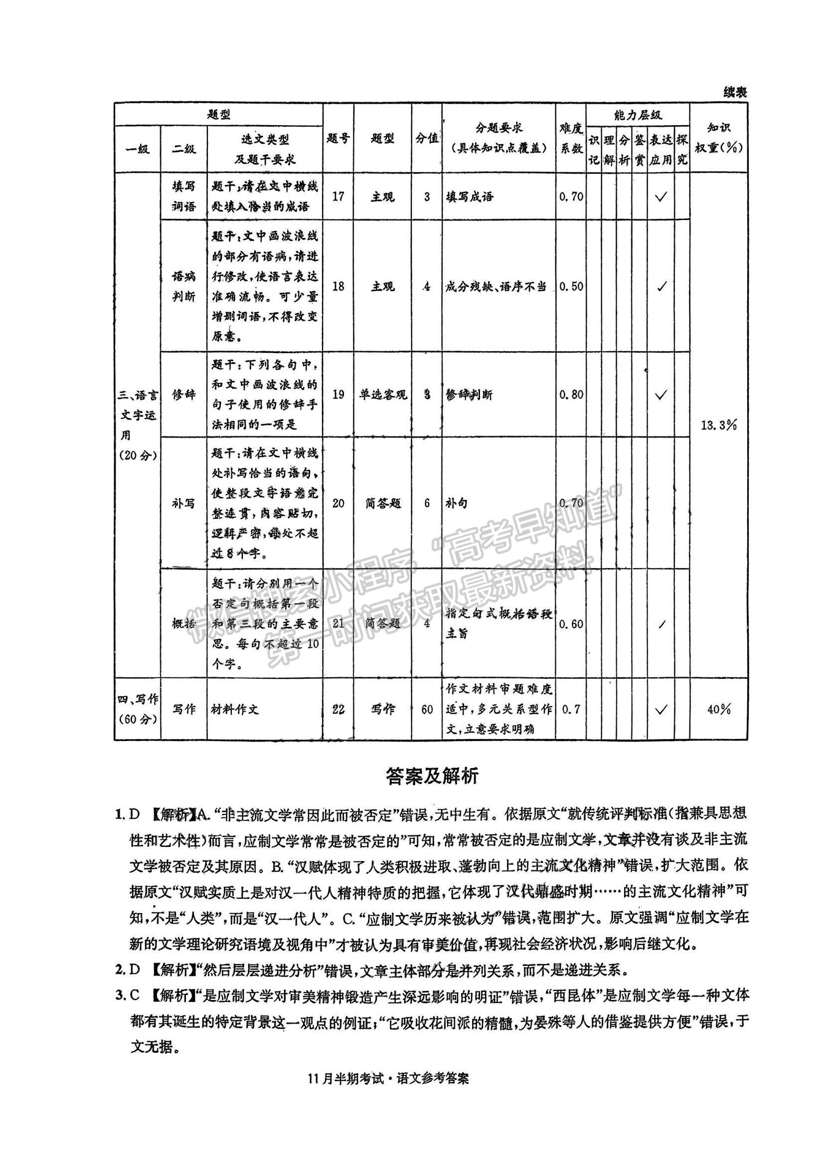 四川省成都市石室中學(xué)2023-2024學(xué)年高三上學(xué)期11月半期考試語(yǔ)文試卷及參考答案