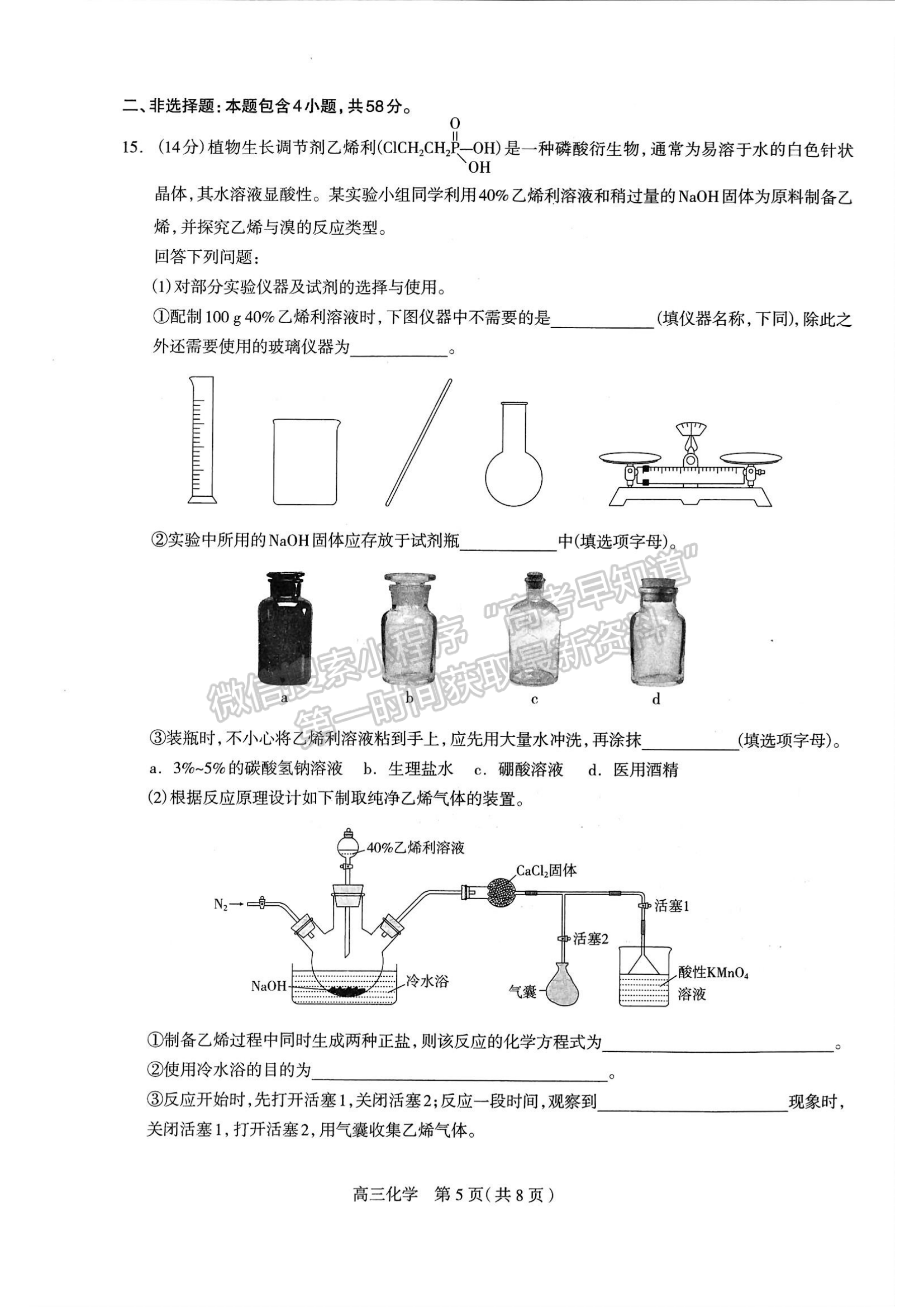 2024河北石家莊市高三11月質(zhì)量摸底檢測(cè)化學(xué)試卷及答案