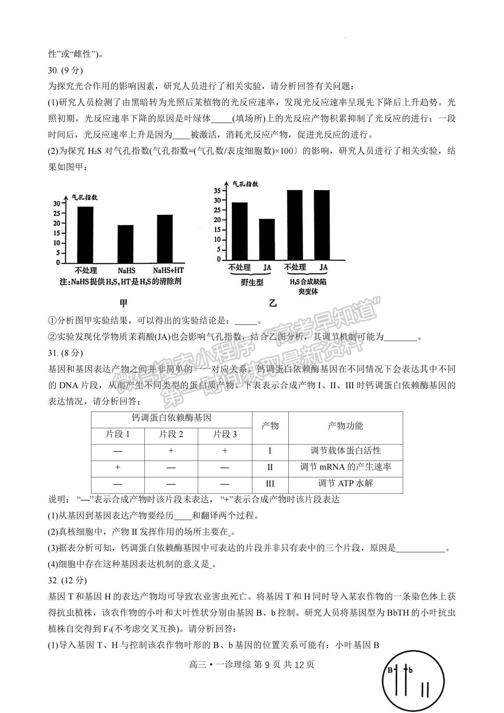 四川省瀘州市2023-2024學(xué)年高三上學(xué)期第一次教學(xué)質(zhì)量診斷性考試理綜試卷及參考答案