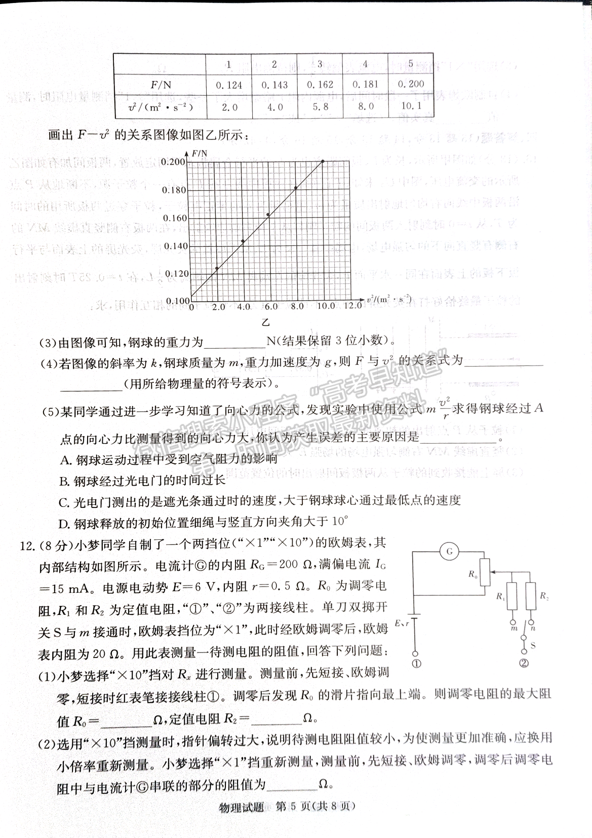 2024屆湖南高三第一次學業(yè)質量評價（T8聯考）物理試題及答案