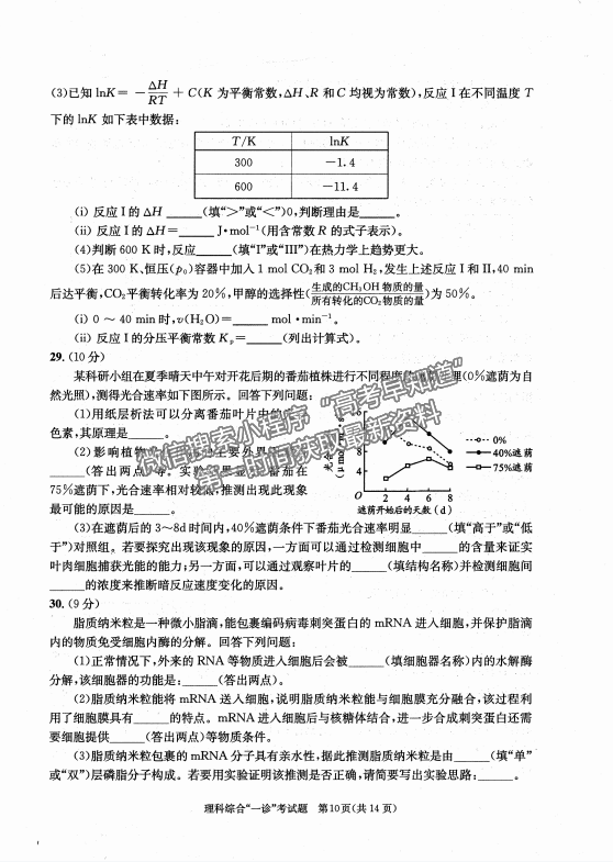 2024四川省成都市2021级高中毕业班第一次诊断性检测l理综试题及参考答案