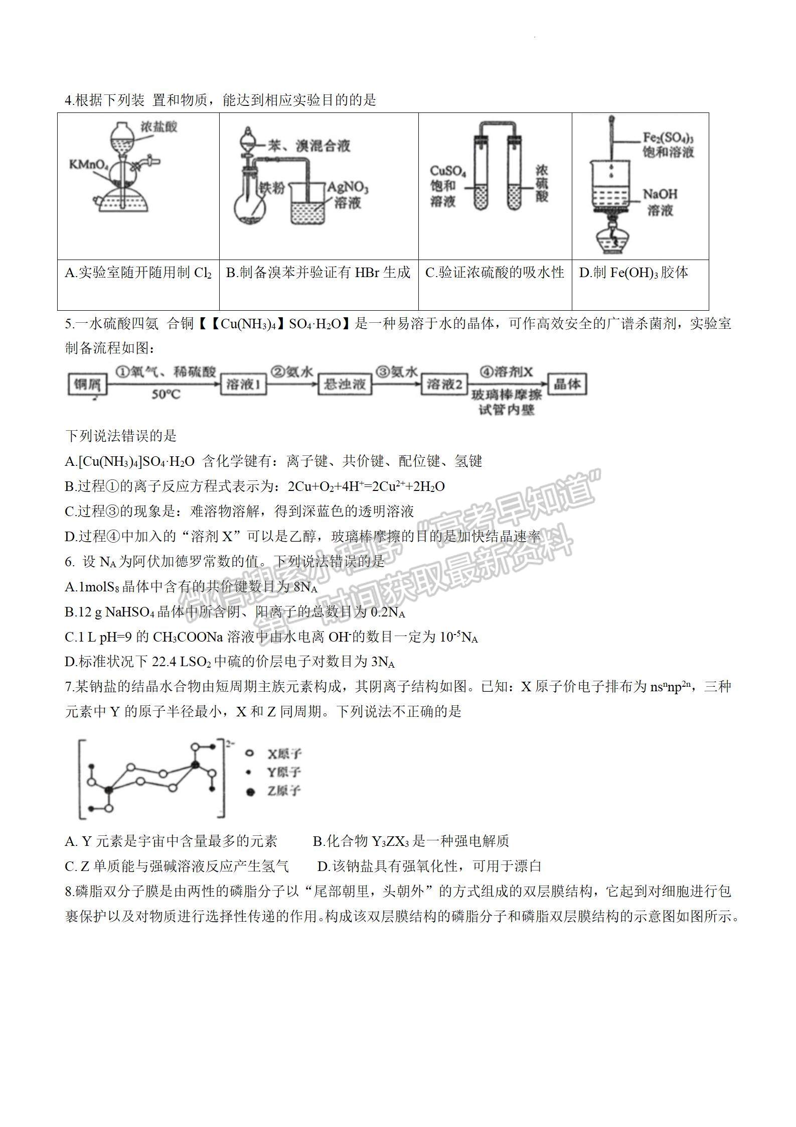 2024届湖北省宜荆荆随恩高三12月联考化学试题及答案