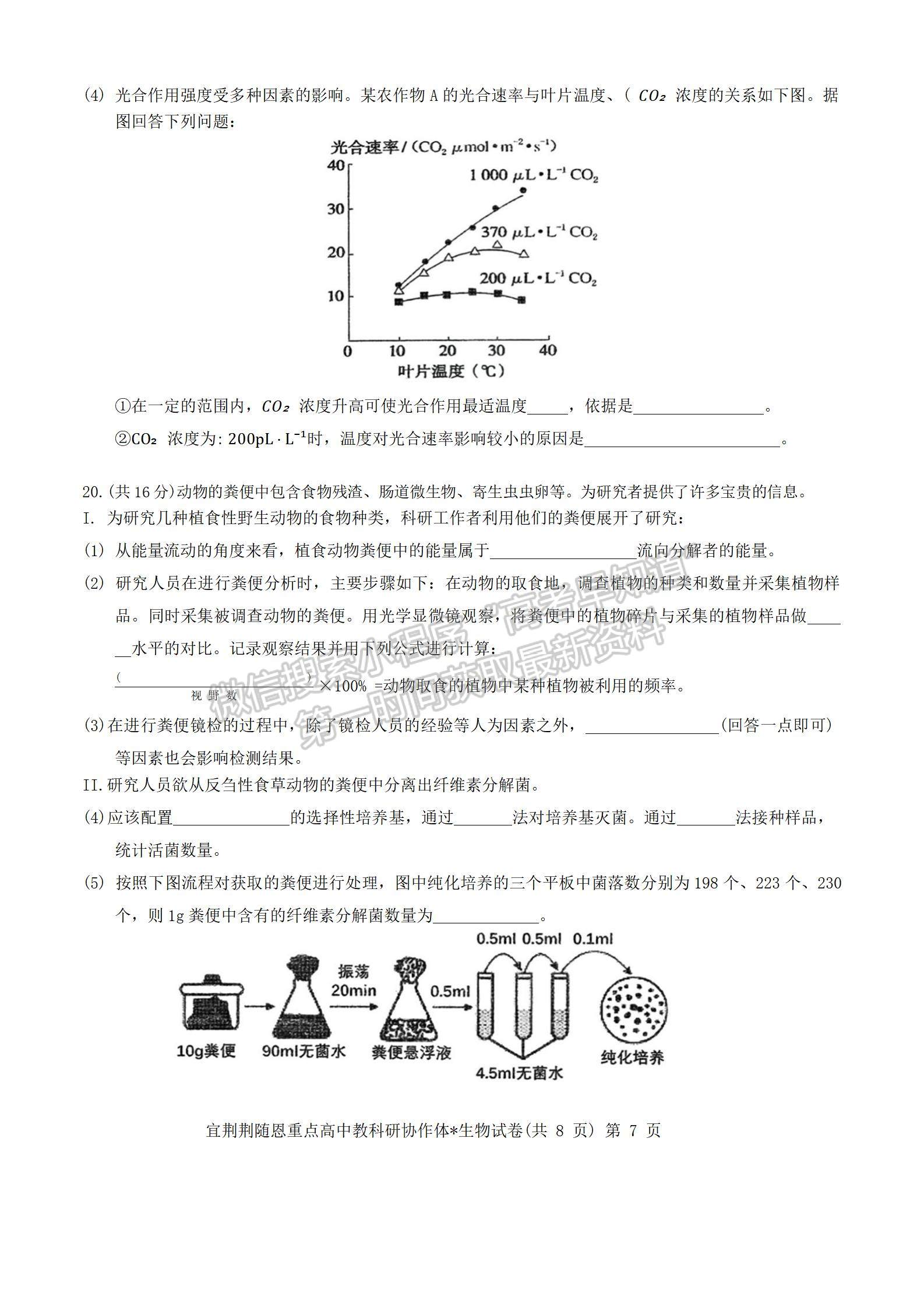 2024届湖北省宜荆荆随恩高三12月联考生物试题及答案