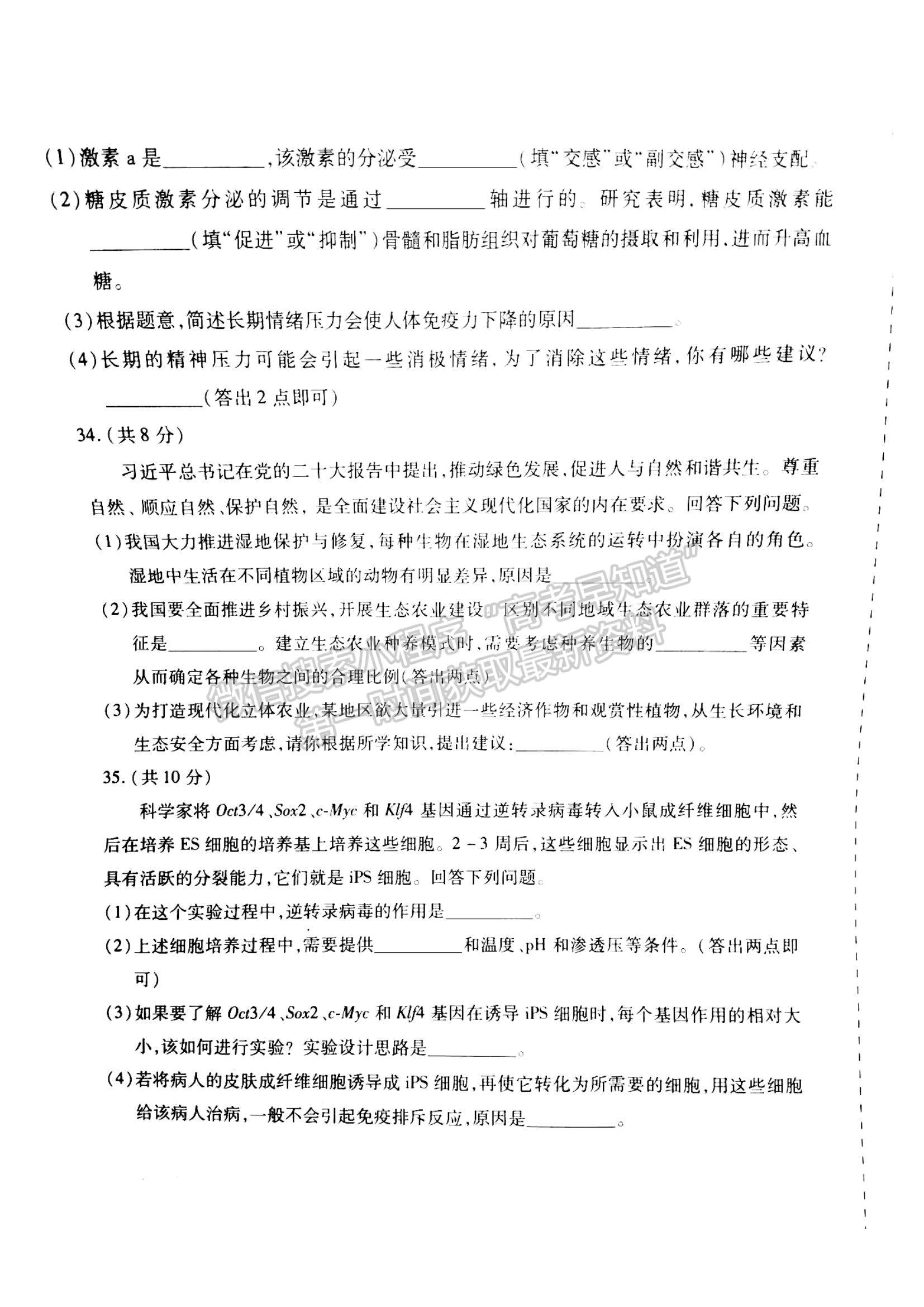 2024河南省平许济洛高三第二次质量检测理综试题及参考答案