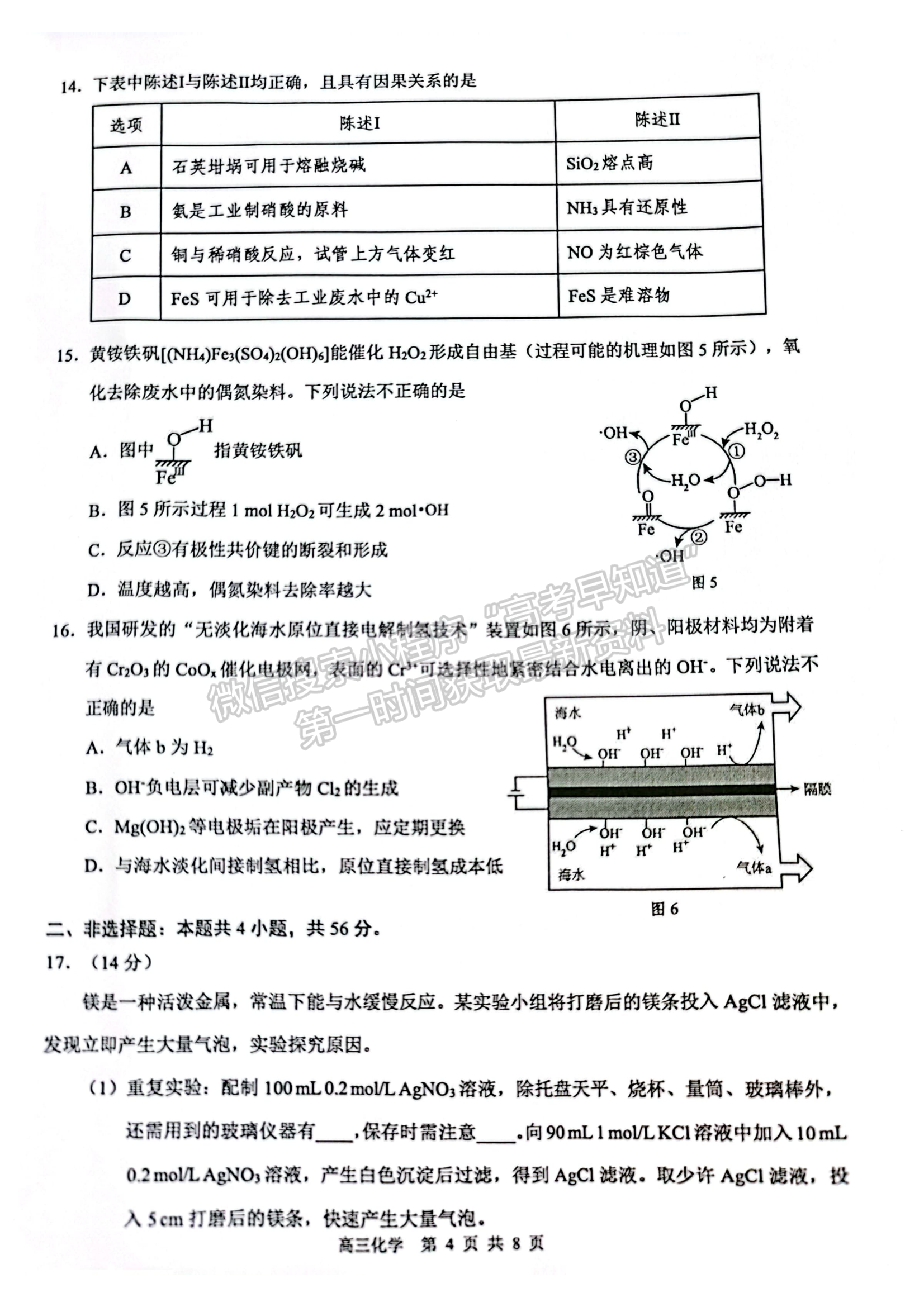 2024屆廣東省東莞市高三上學(xué)期期末考試化學(xué)試題及答案