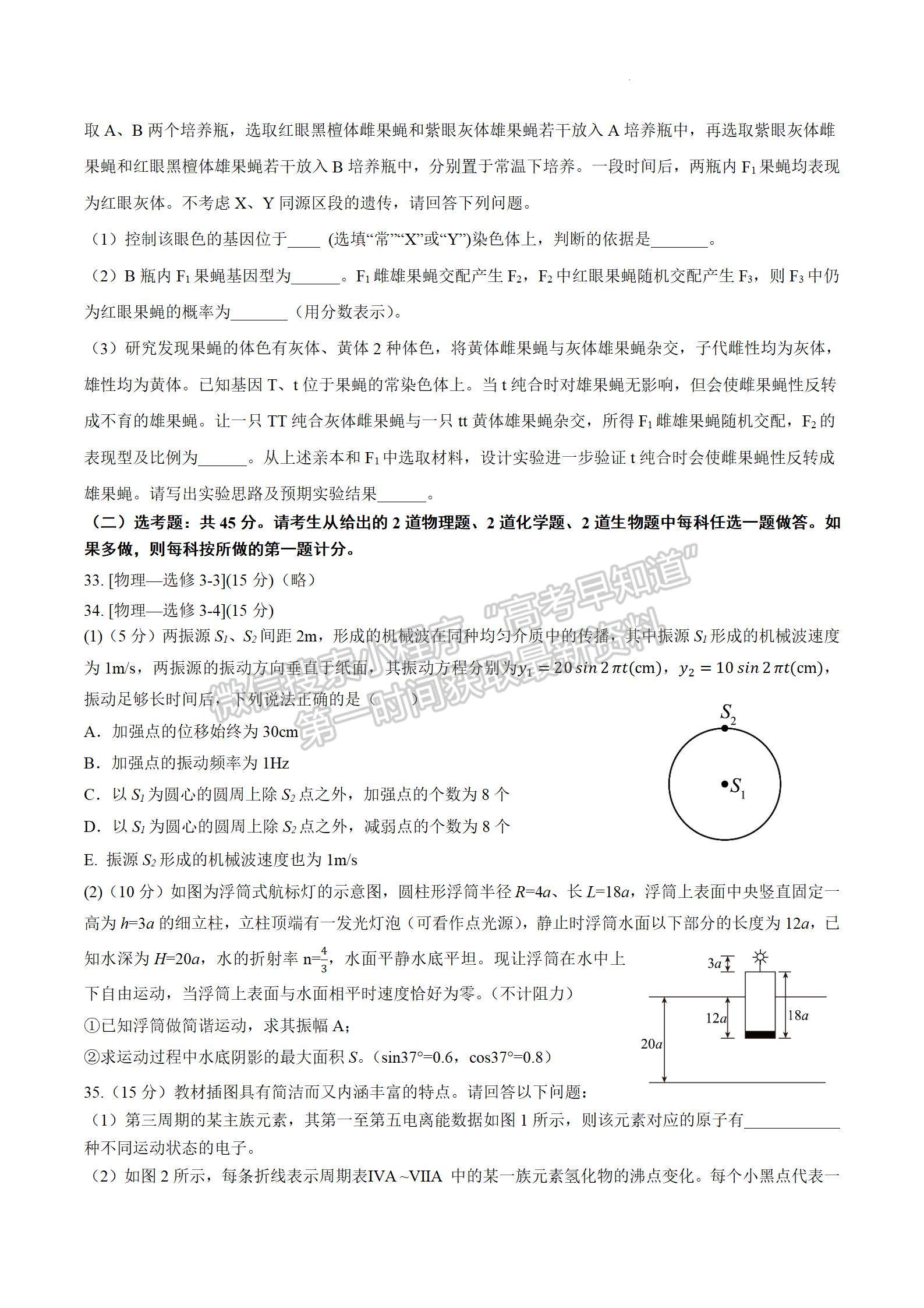 四川省成都市石室中學2024屆高三上學期期末考試理綜試卷及參考答案