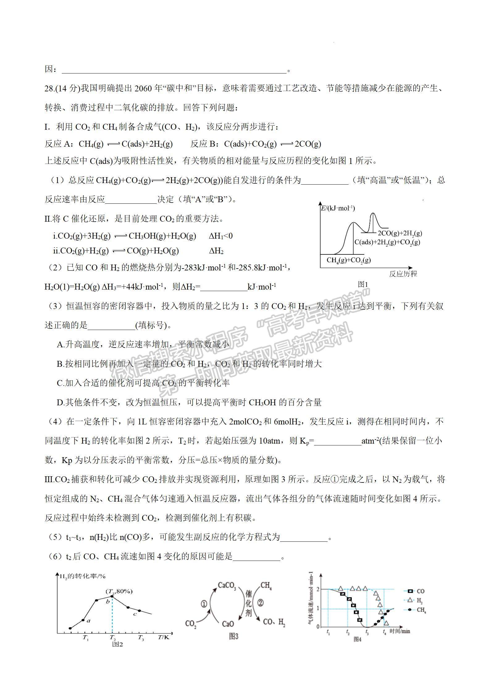 四川省成都市石室中學2024屆高三上學期期末考試理綜試卷及參考答案