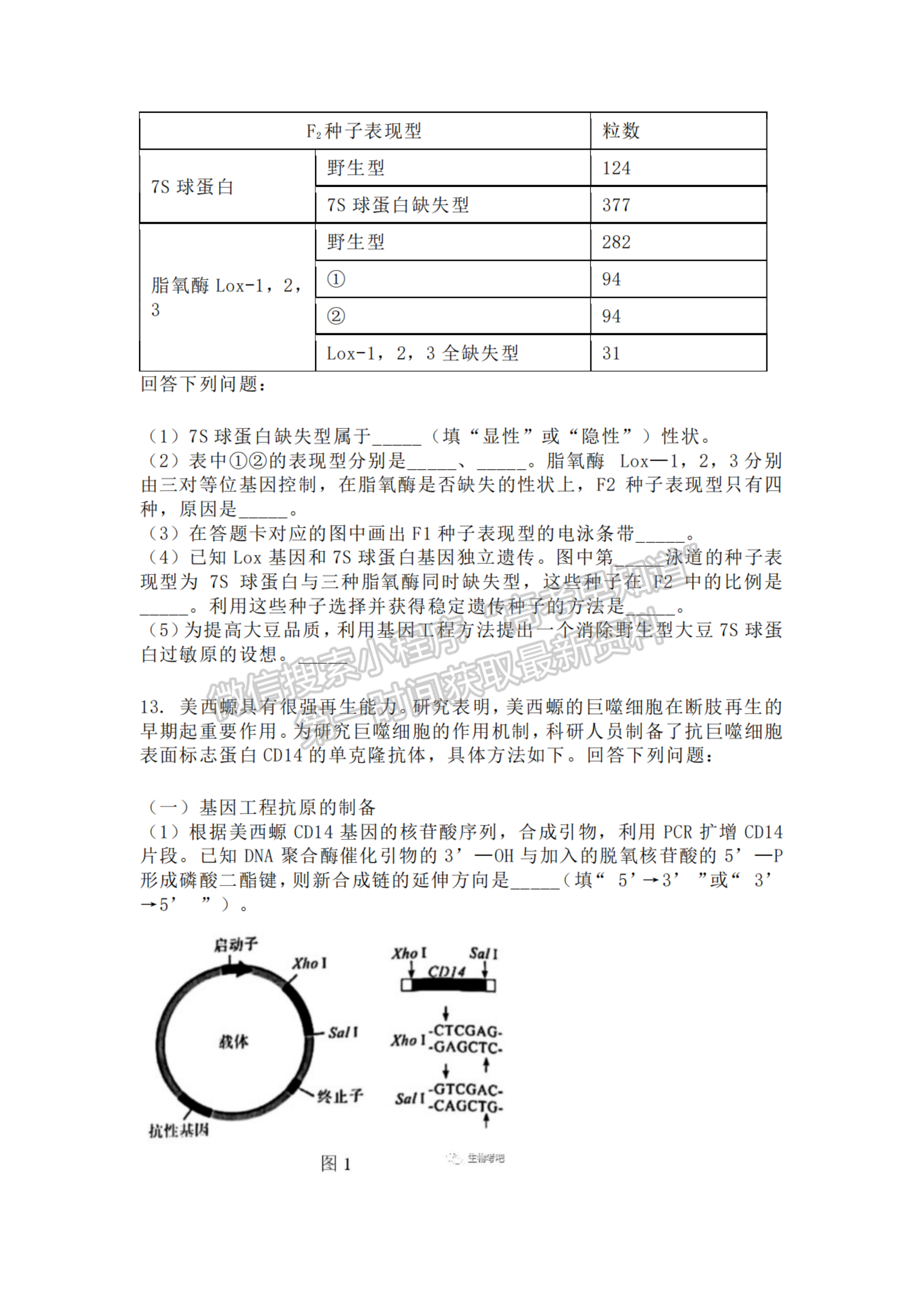 2023福建高考真題生物試卷及答案