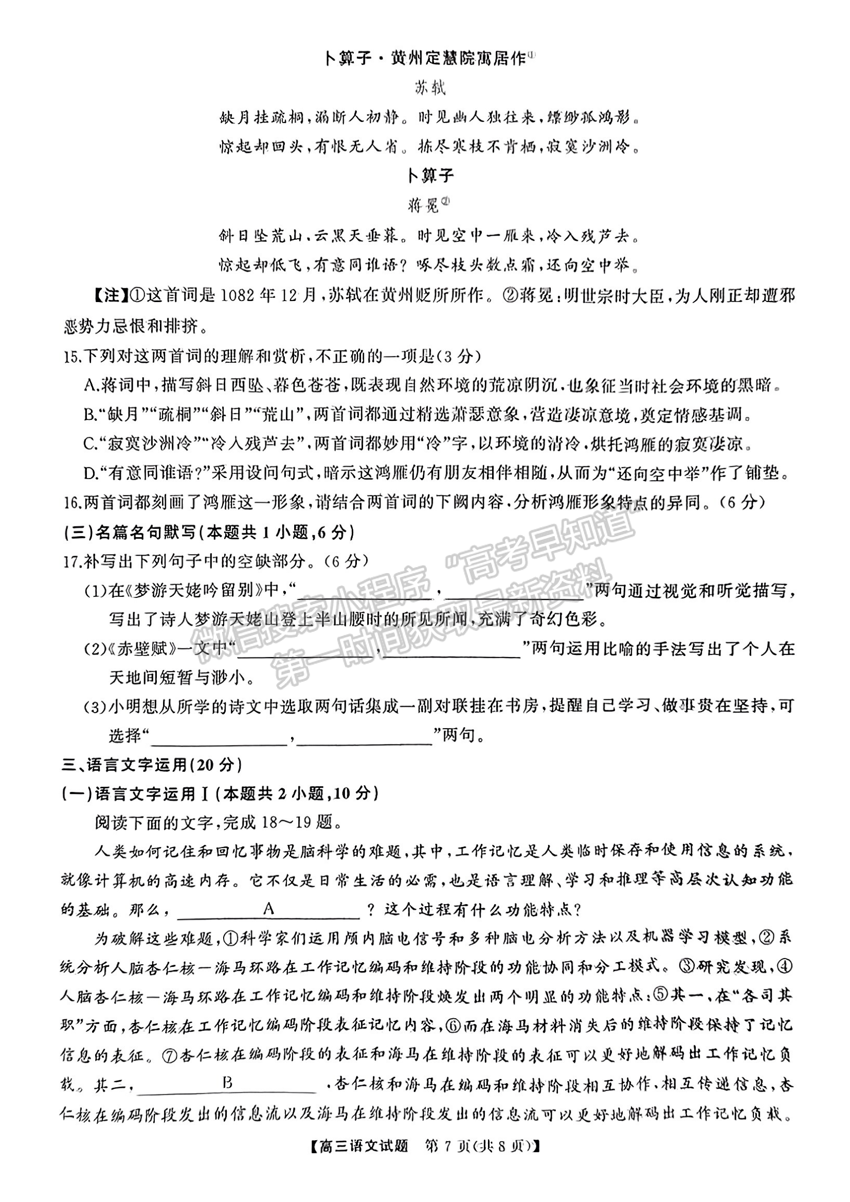 2024届湖南省名校教育联盟高三下学期入学摸底语文试题及答案