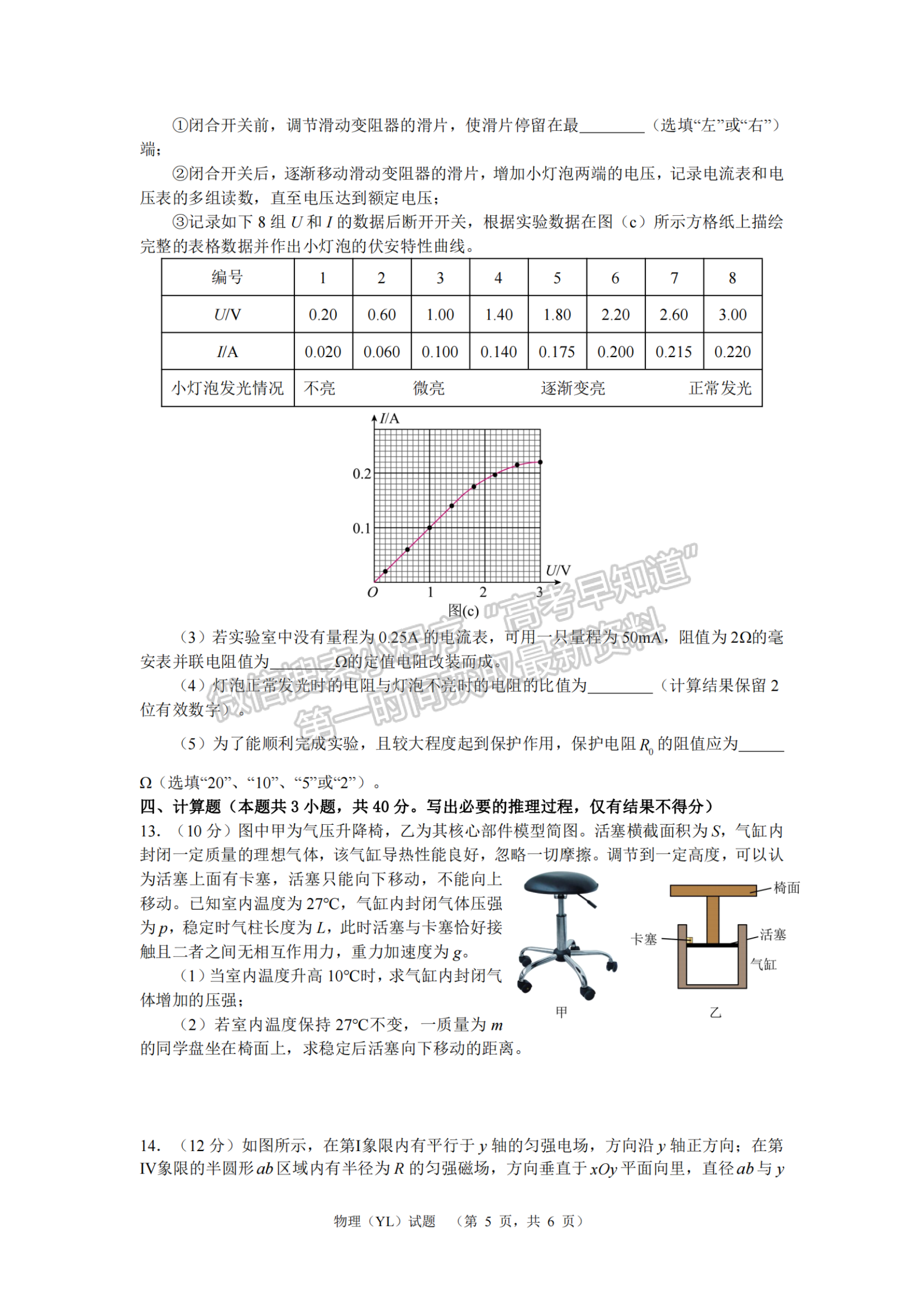 2024屆湖南省長沙市雅禮中學高三一模物理試題及答案