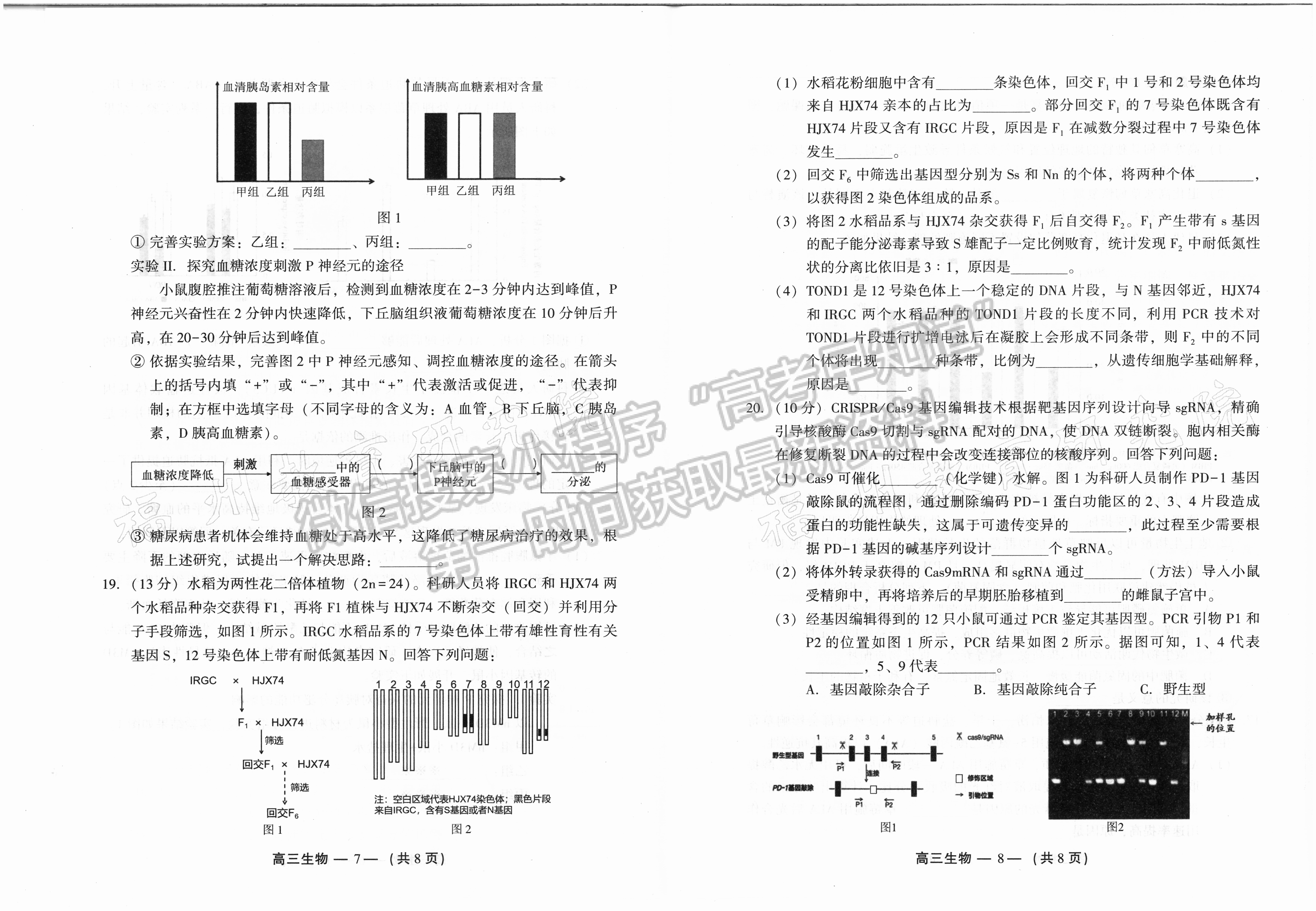 2024福州二檢生物試卷及參考答案