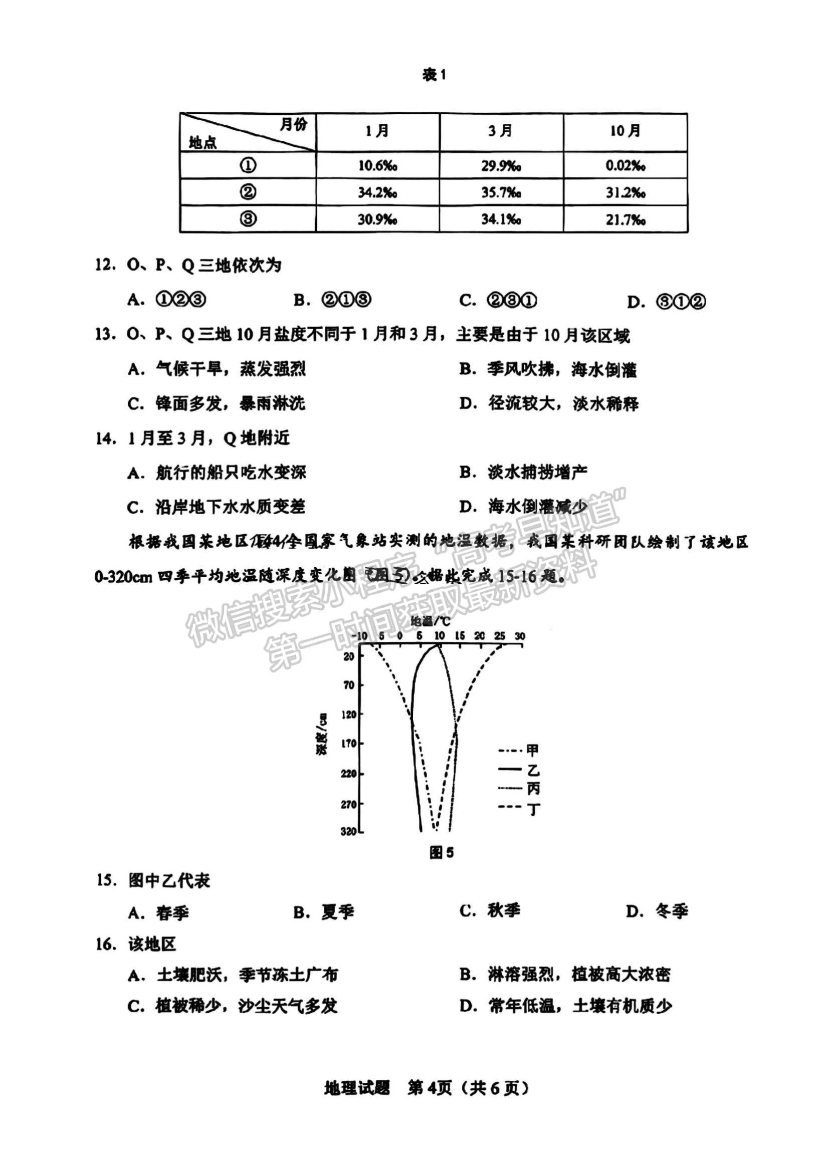 2024届安徽省合肥市高三一模地理试卷及参考答案