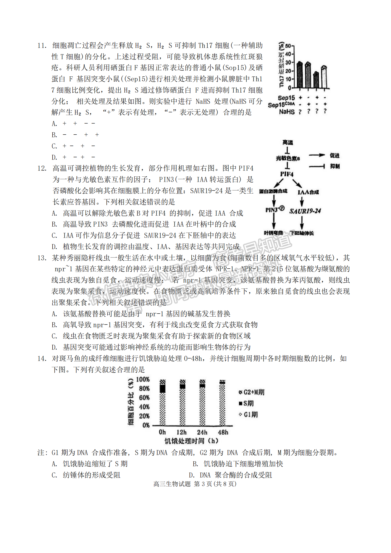 2024泉州三檢&三明一檢生物試卷及參考答案