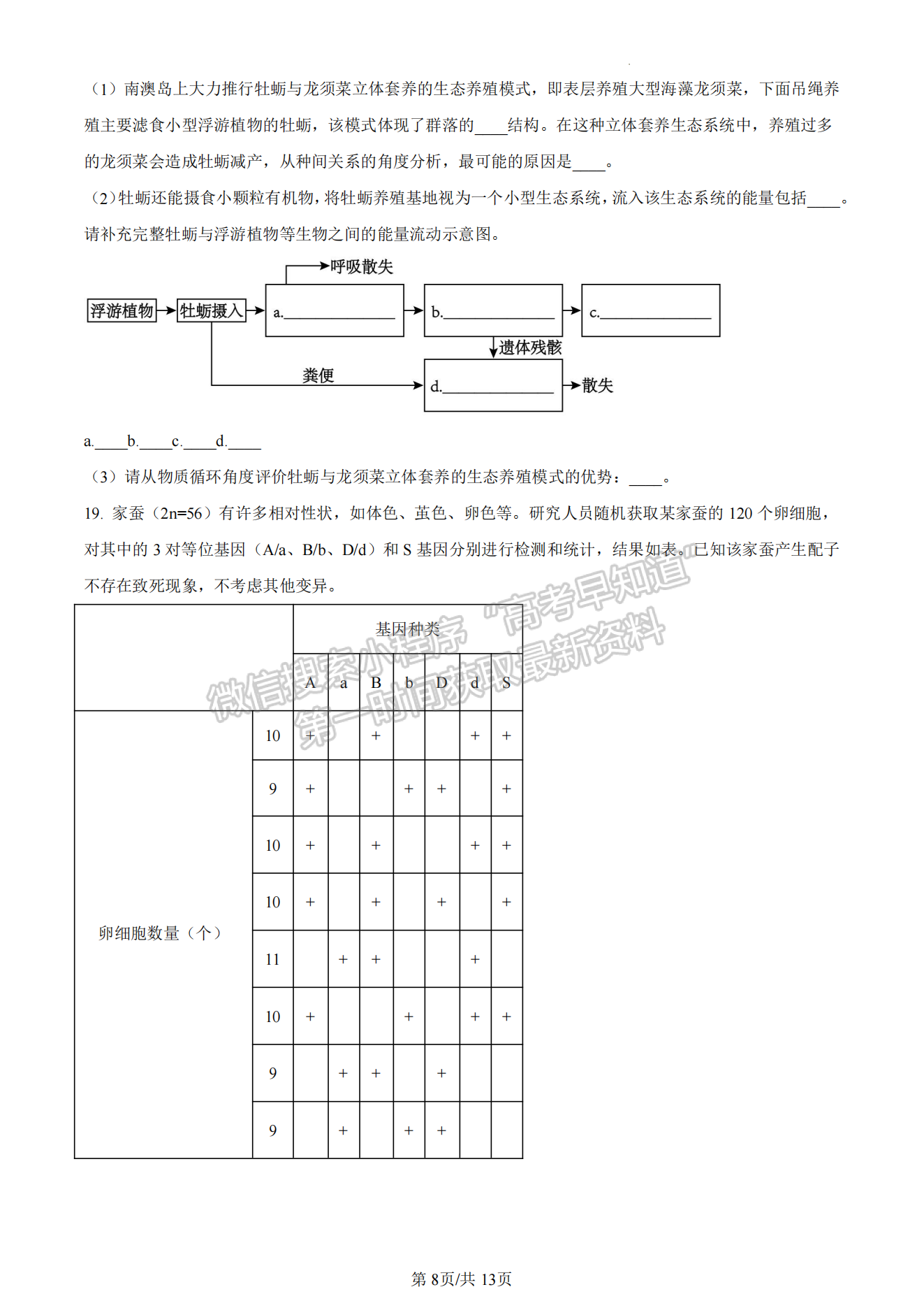 2024漳州三檢生物試卷及參考答案