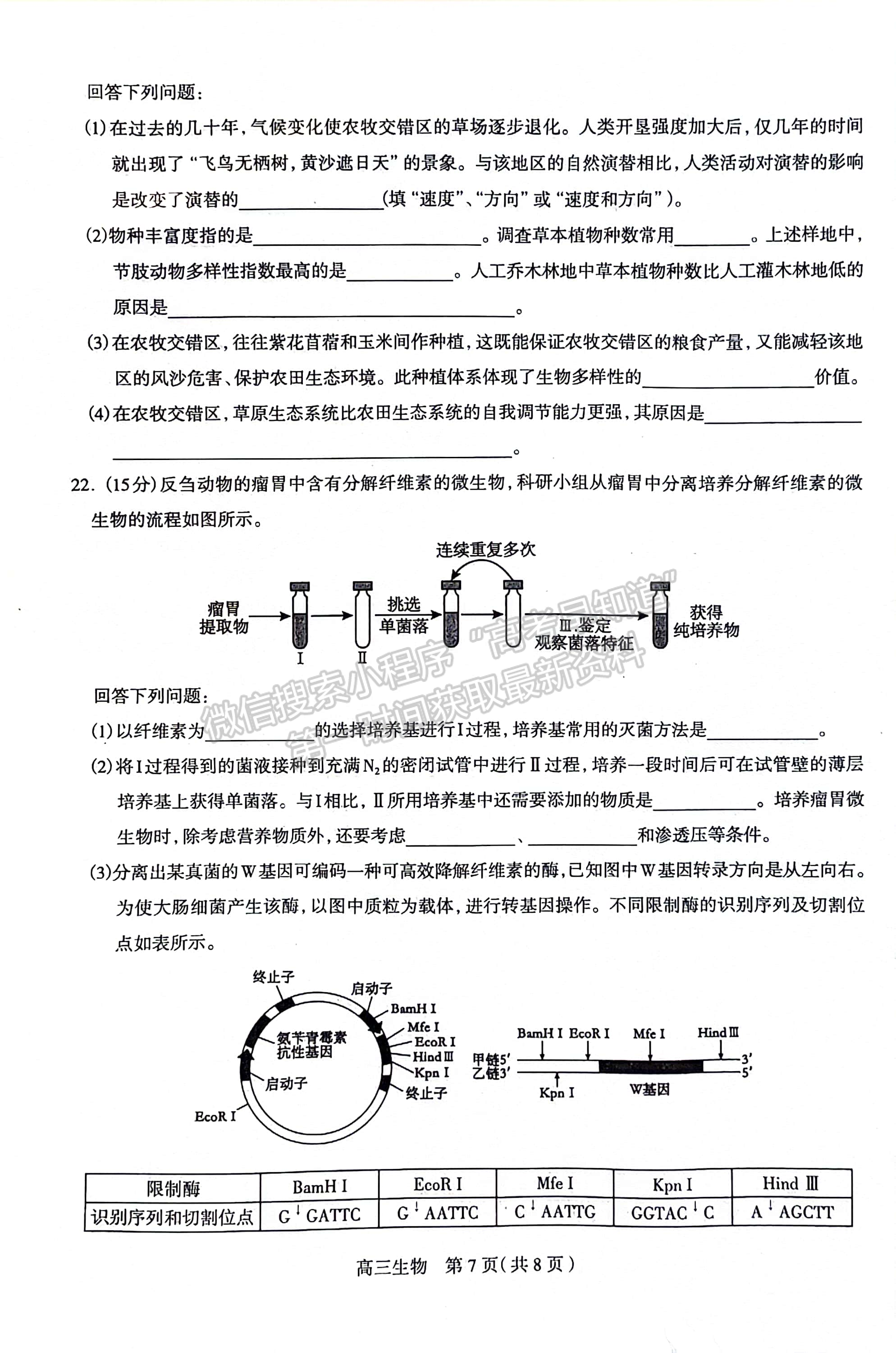 2024屆河北省石家莊市普通高中畢業(yè)年級教學(xué)質(zhì)量檢測（3月）生物試卷及答案