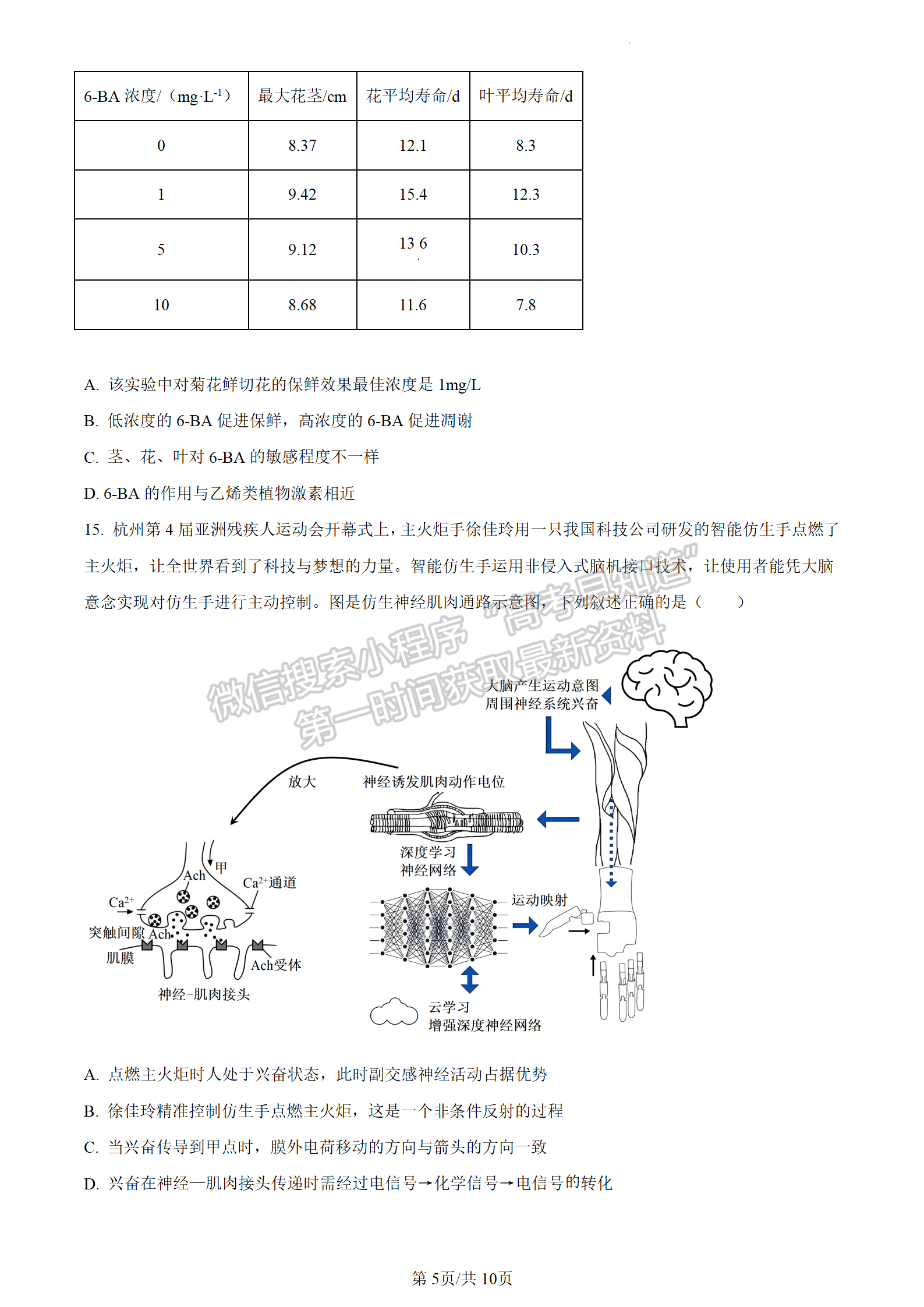 2024届广东省高三下学期3月一模生物试题及答案