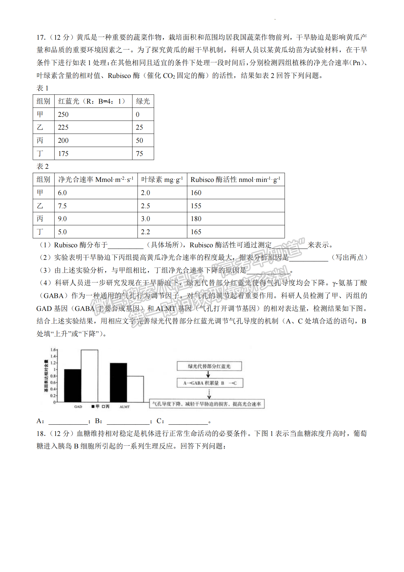 2024届龙岩5月质检（5月6日-8日）生物试卷及参考答案