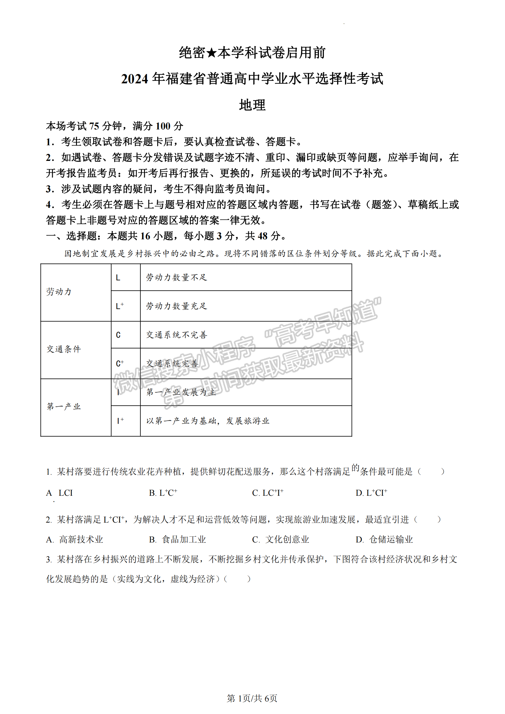 2024年福建高考地理解析匯總