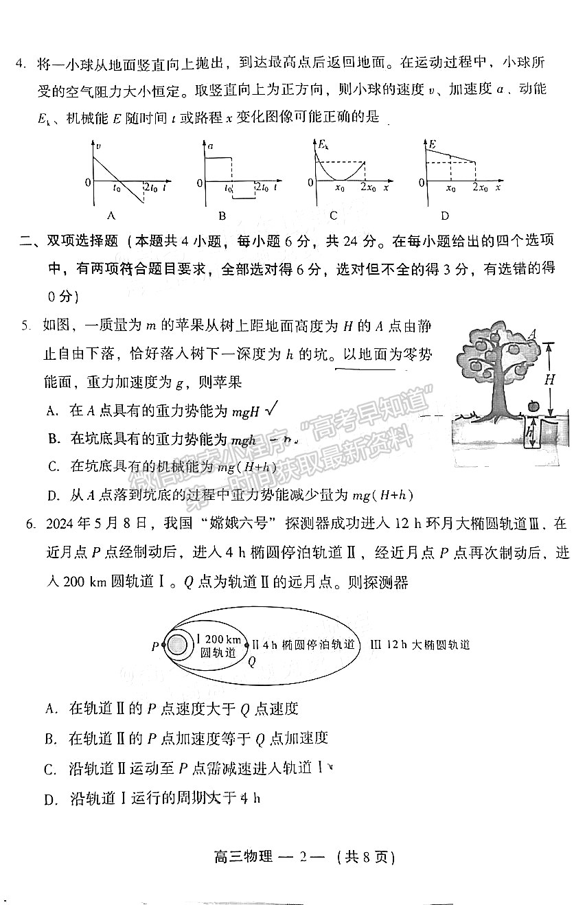 2025屆福州一檢（8月28日-30日）物理試卷及答案