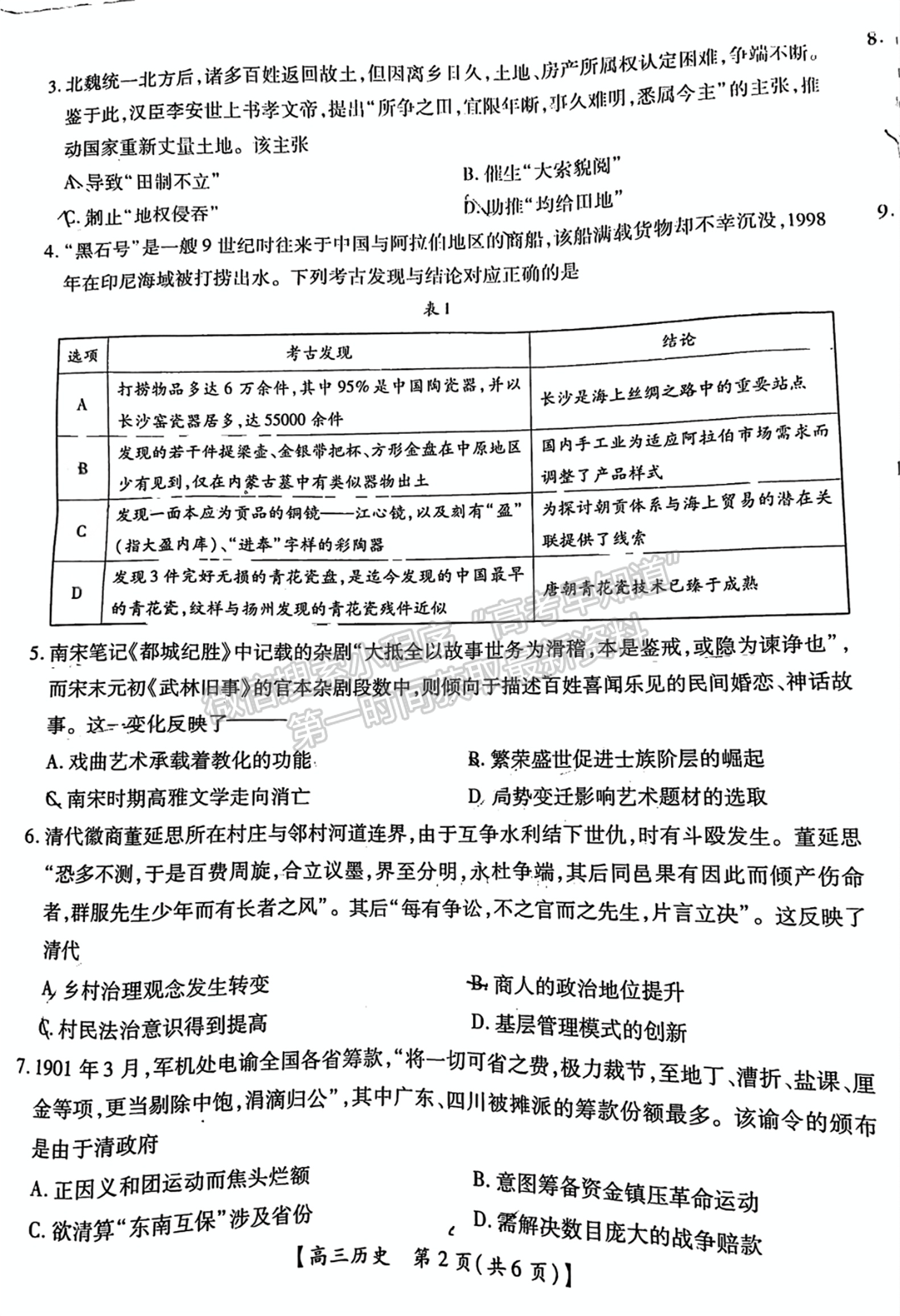 2025屆湛江高三10月調(diào)研考?xì)v史試題及參考答案